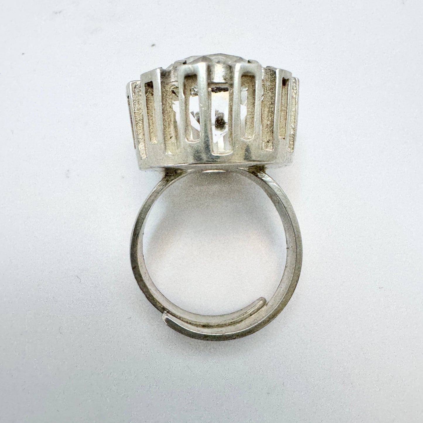 Bengt Hallberg, Sweden 1974. Vintage Modernist Sterling Silver Rock Crystal Ring.