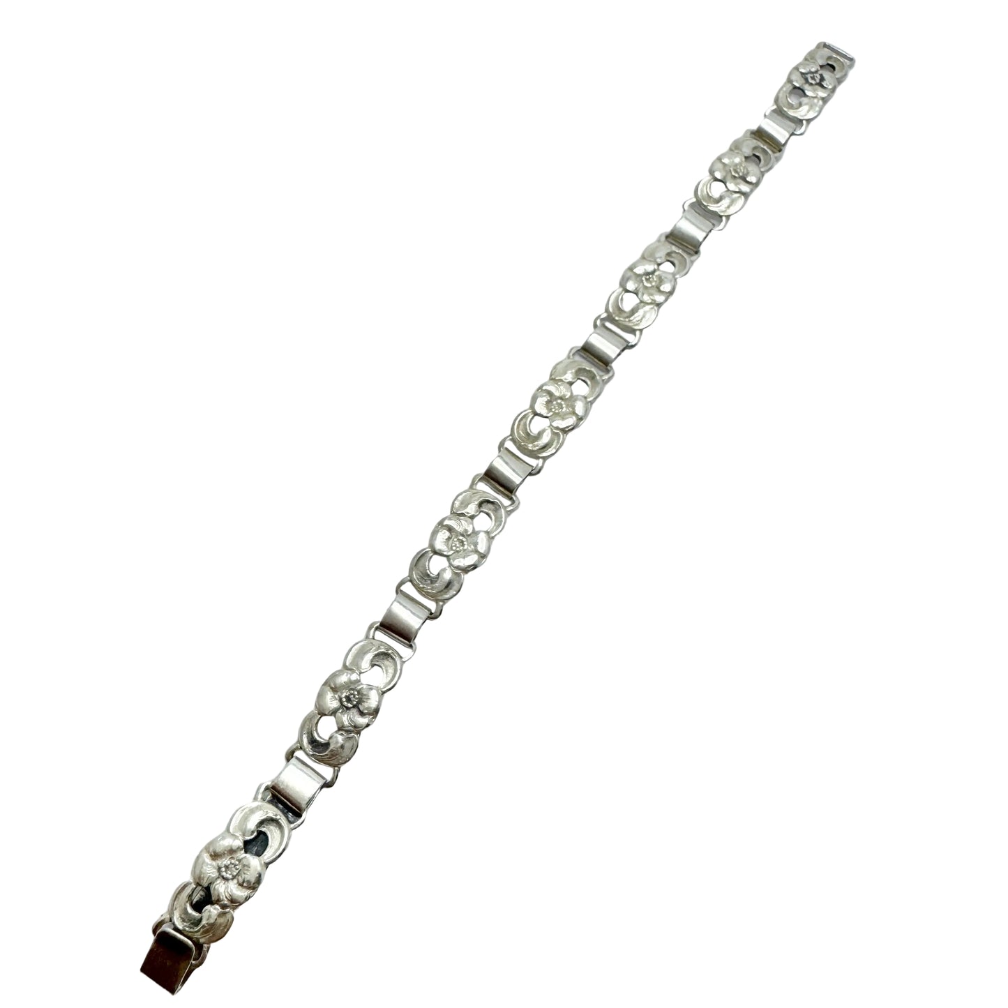 Asa-Silver Tage Linde, Sweden 1955. Vintage Solid Silver Floral Bracelet.