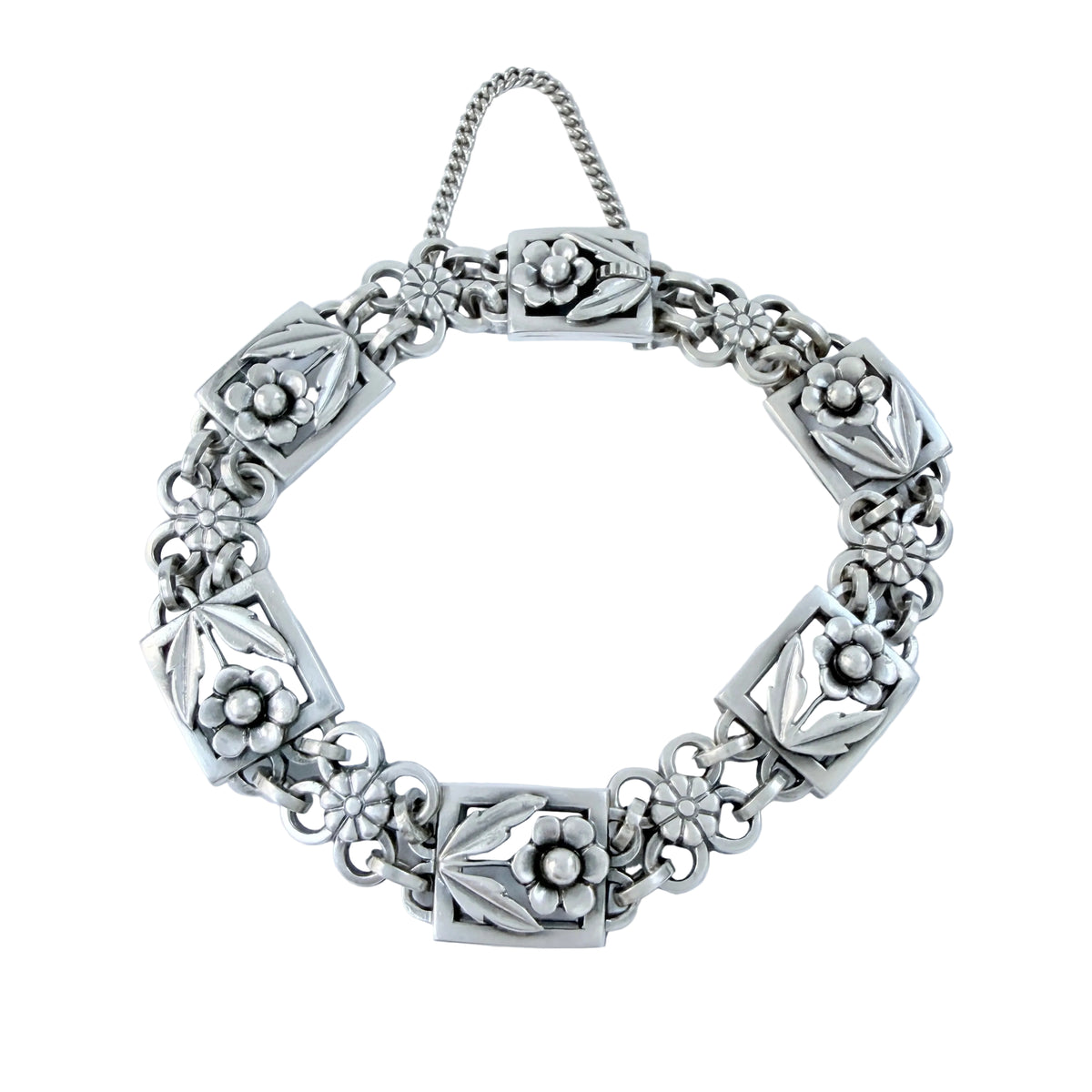 G Dahlgren, Sweden 1962. Vintage Solid Silver Flower Bracelet.