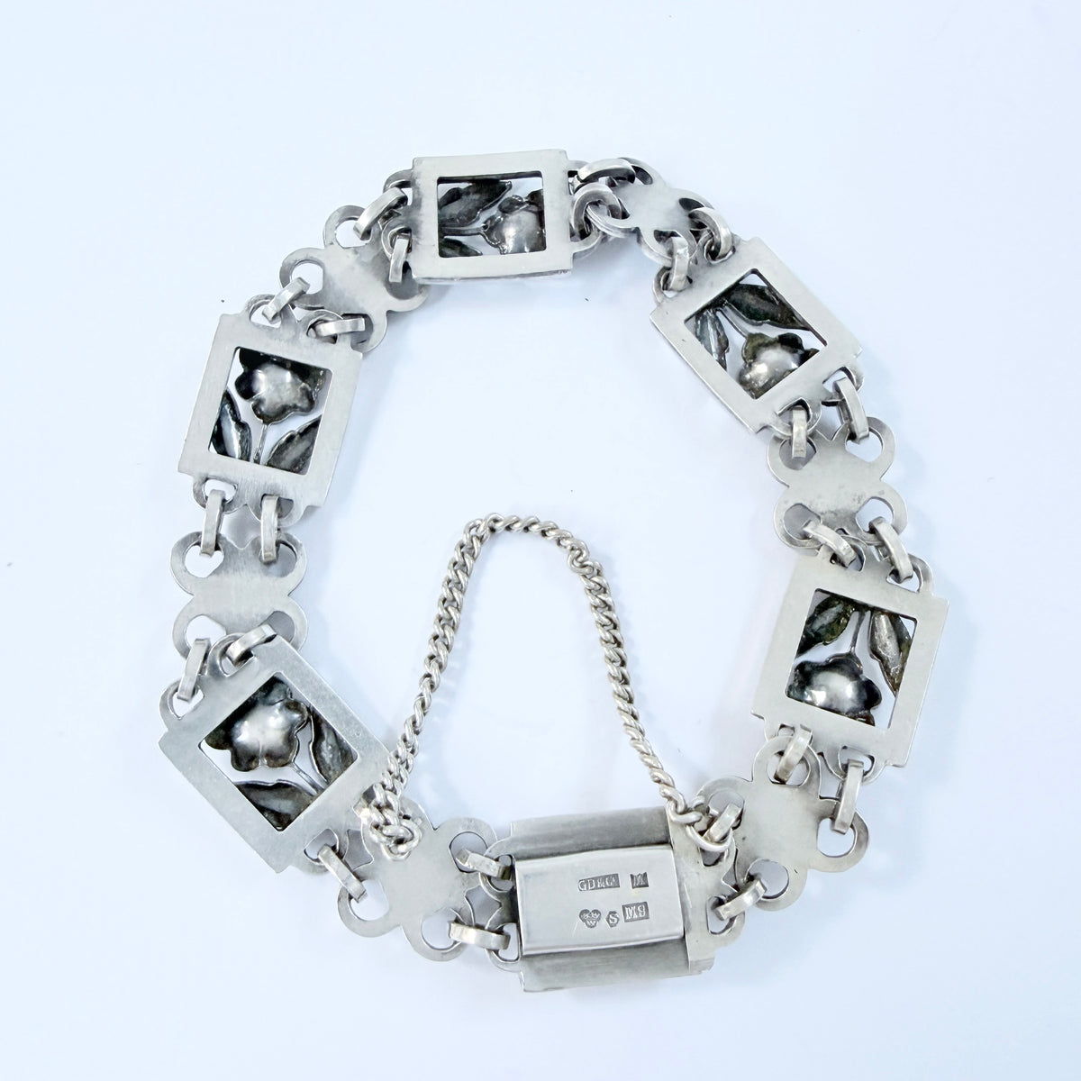 G Dahlgren, Sweden 1962. Vintage Solid Silver Flower Bracelet.