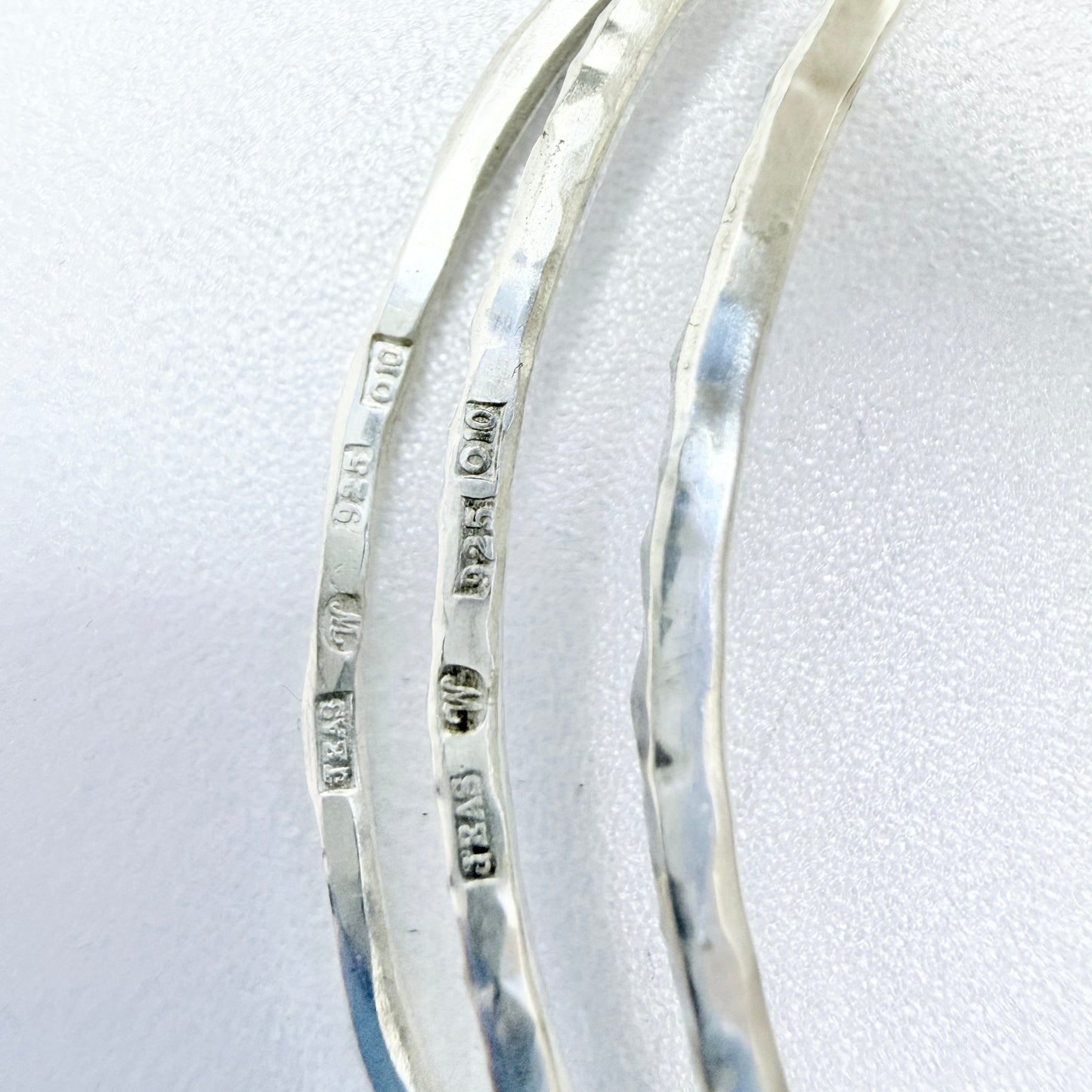 Jan Eve Stengård, Sweden 1988. Vintage Sterling Bangle Stack.