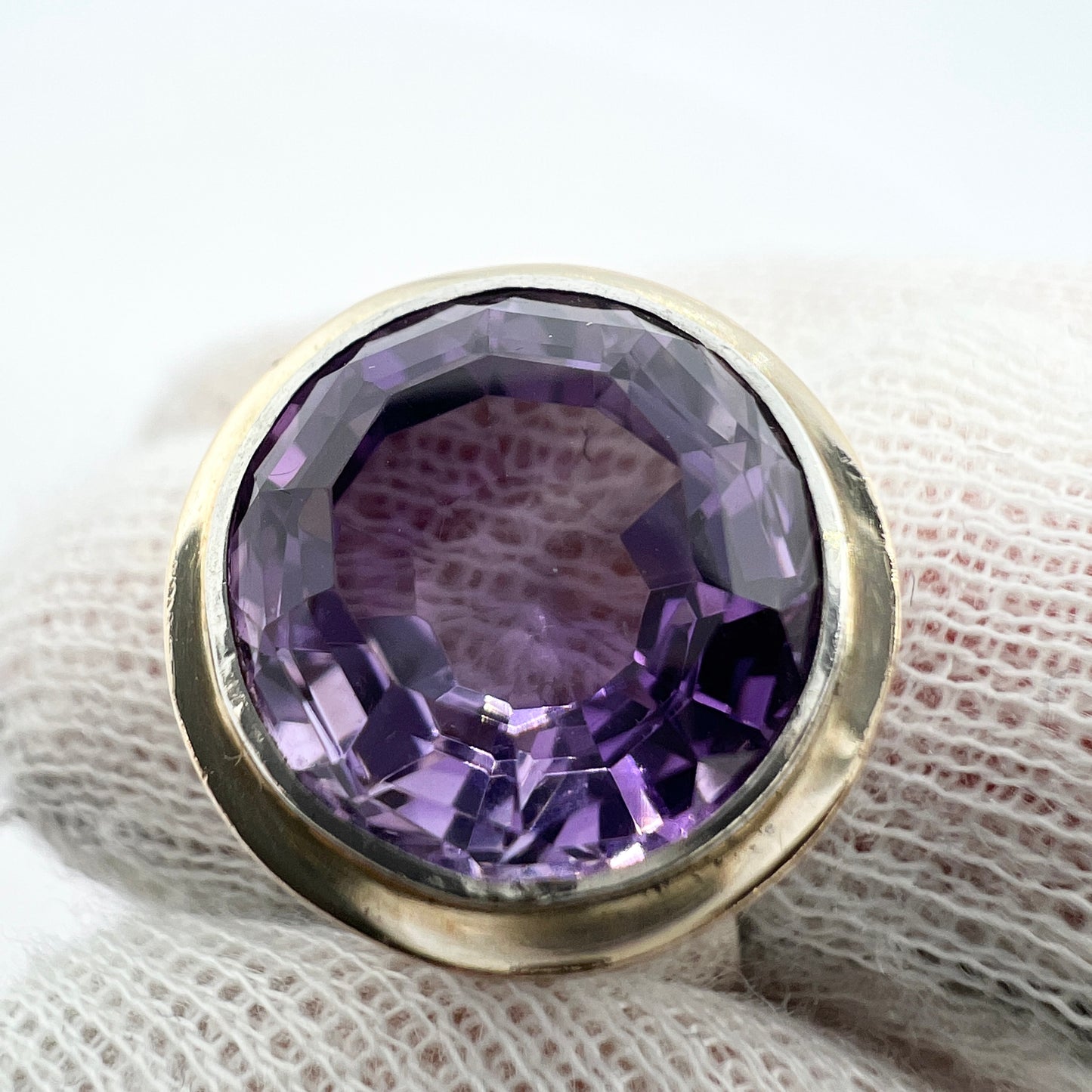 Anders Högberg, Sweden 1965. Vintage Sterling Silver 18k Gold Amethyst Ring. Signed.