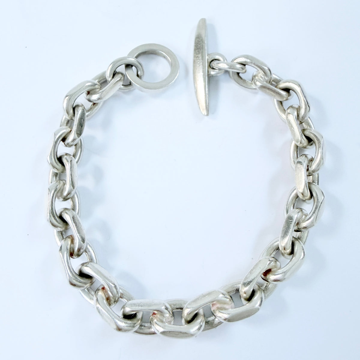 John Lauritzen, Denmark 1960s. Chunky Vintage Sterling Silver Toggle Clasp Bracelet.