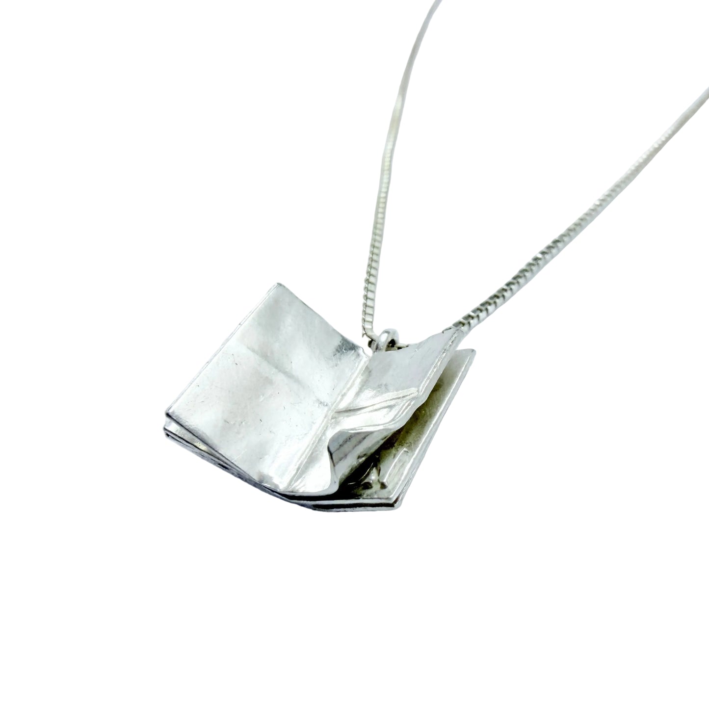 Bengt Liljedahl, Sweden 1988. Vintage Sterling Silver Open Book Pendant Necklace.