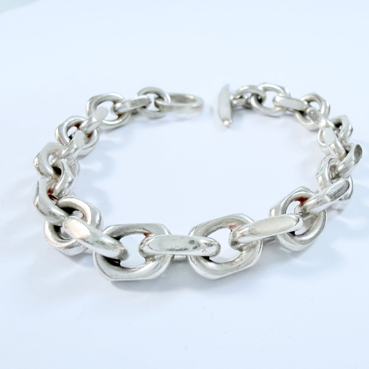 John Lauritzen, Denmark 1960s. Chunky Vintage Sterling Silver Toggle Clasp Bracelet.