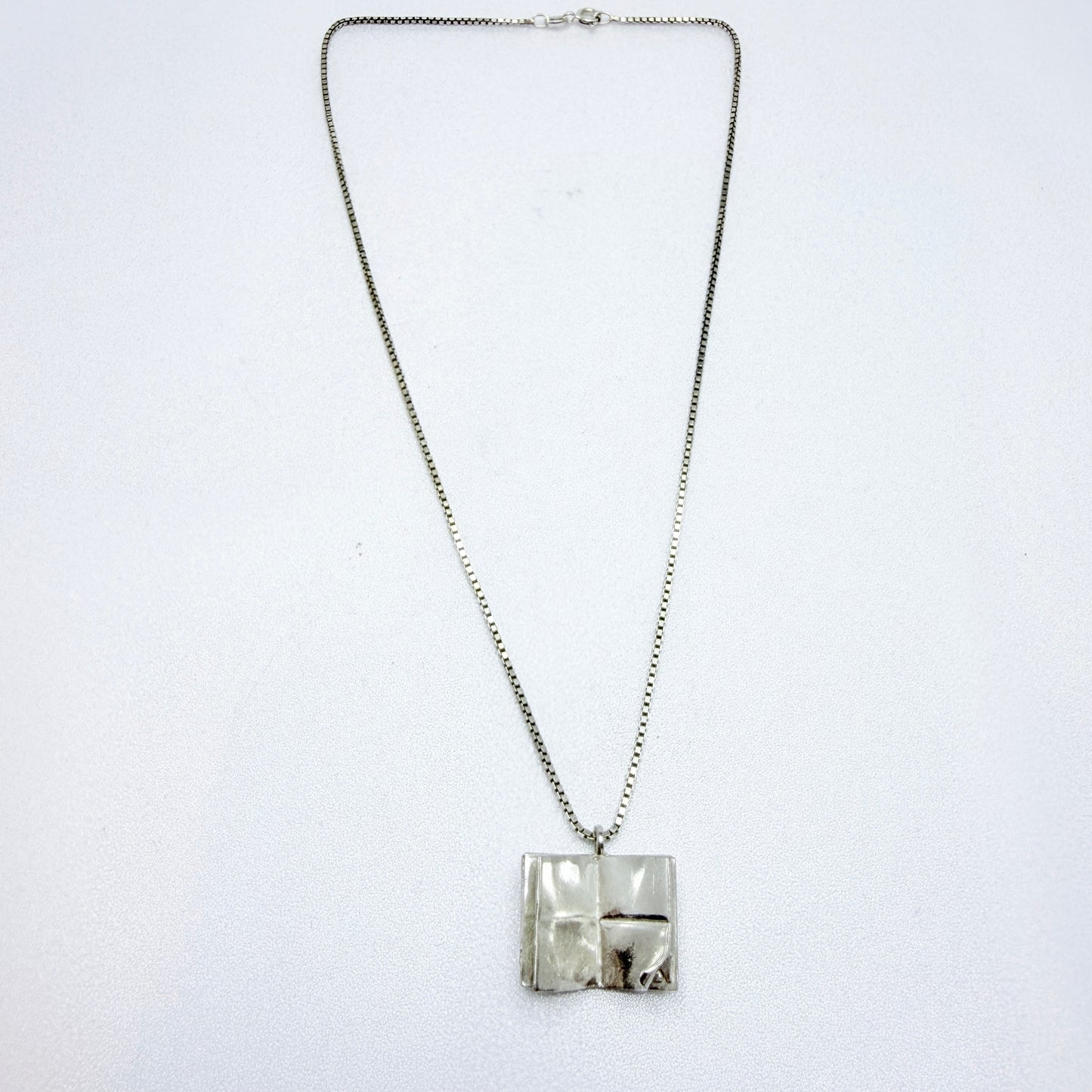Bengt Liljedahl, Sweden 1988. Vintage Sterling Silver Open Book Pendant Necklace.