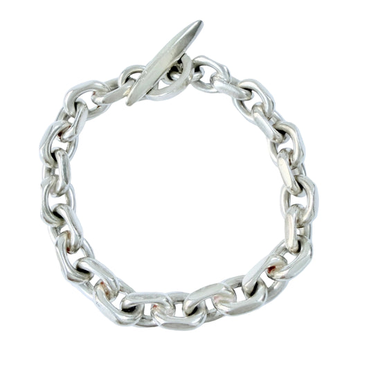 John Lauritzen, Denmark 1960s. Chunky Vintage Sterling Silver Toggle Clasp Bracelet.