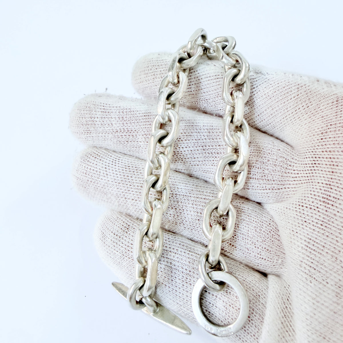 John Lauritzen, Denmark 1960s. Chunky Vintage Sterling Silver Toggle Clasp Bracelet.
