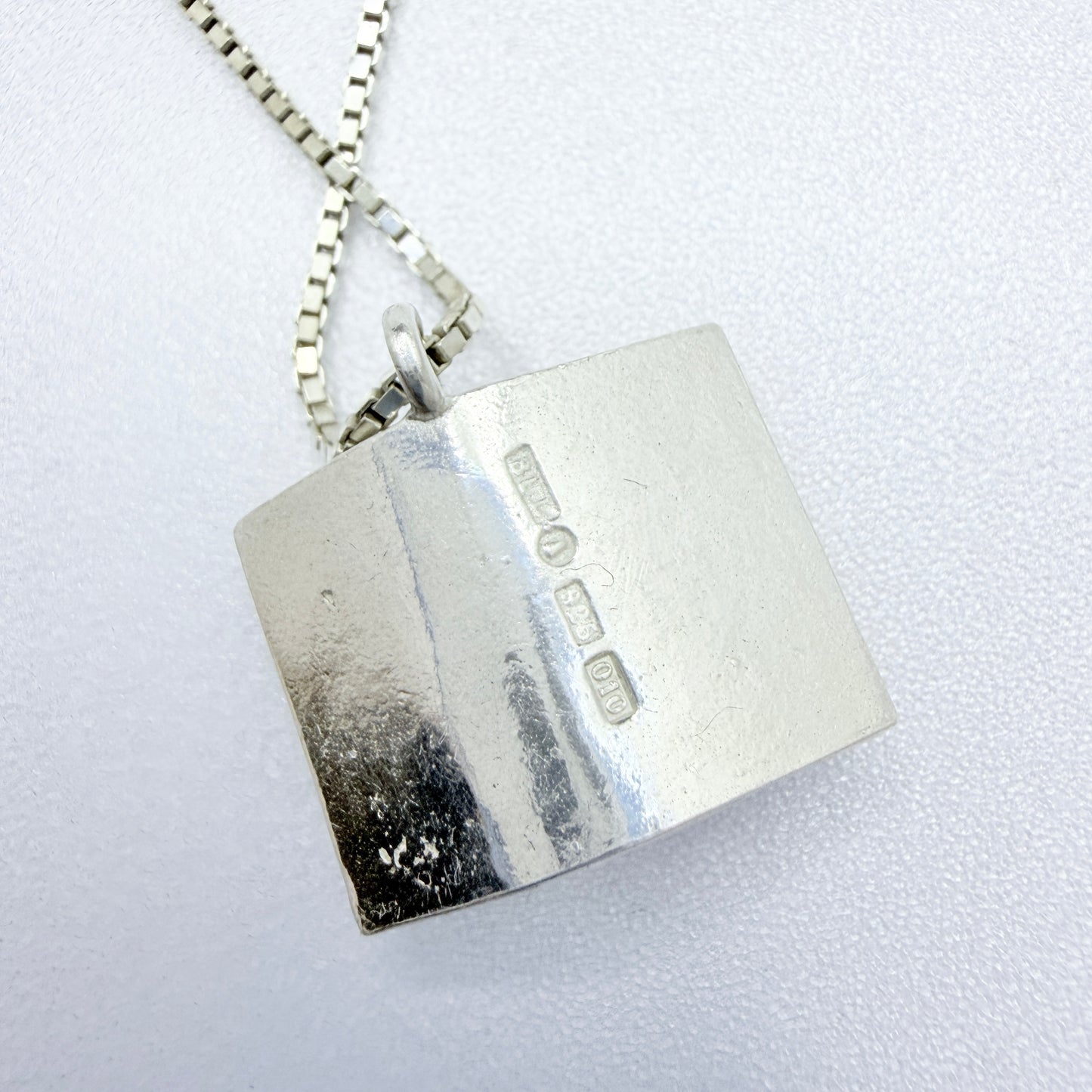 Bengt Liljedahl, Sweden 1988. Vintage Sterling Silver Open Book Pendant Necklace.