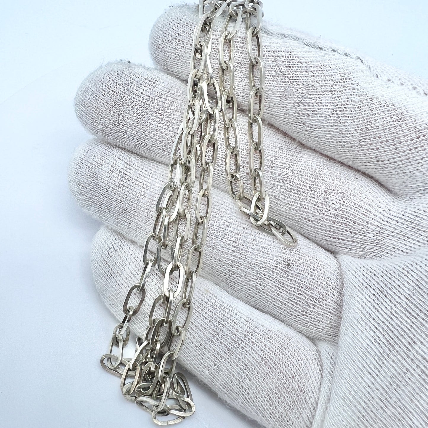 Sweden year 1980. Vintage Sterling Silver 31 inch Chain Necklace.