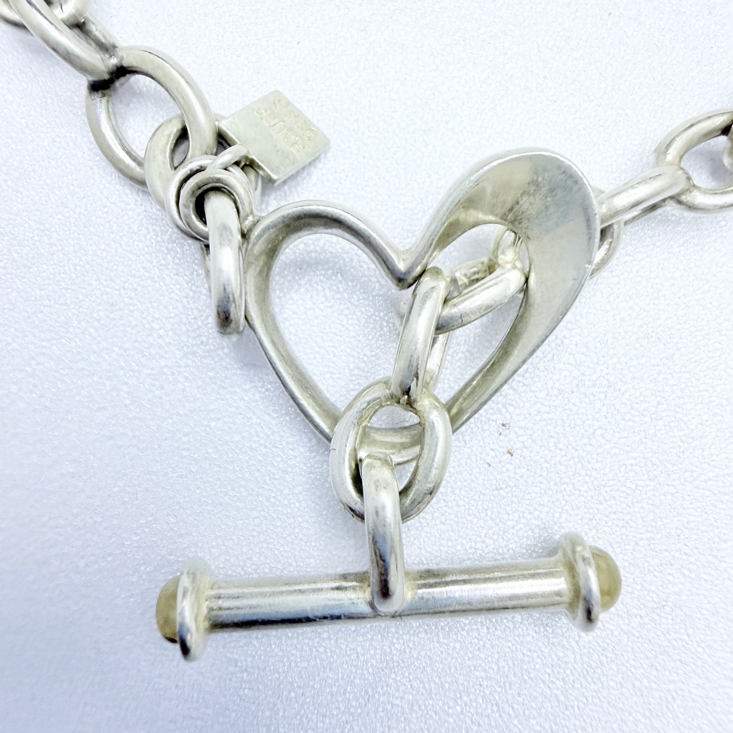 RAUFF, Denmark. Sterling Silver Heart Toogle Clasp Chain Necklace.