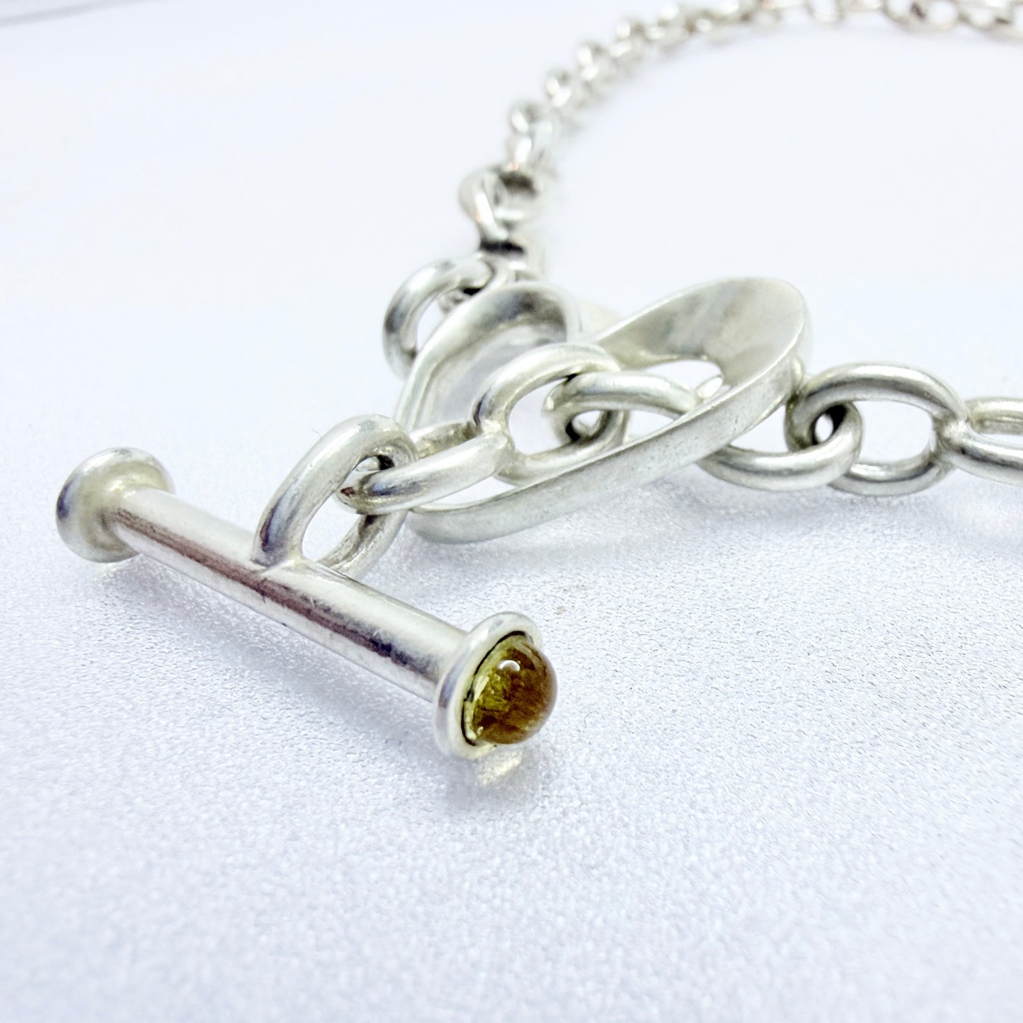 RAUFF, Denmark. Sterling Silver Heart Toogle Clasp Chain Necklace.