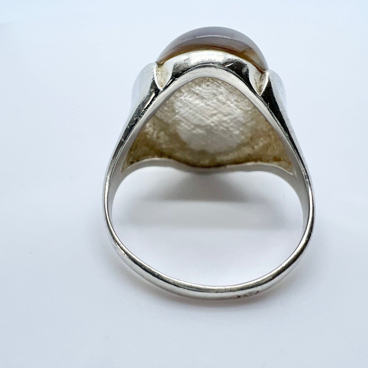 Vintage c 1960s Solid Silver Agate Ring.