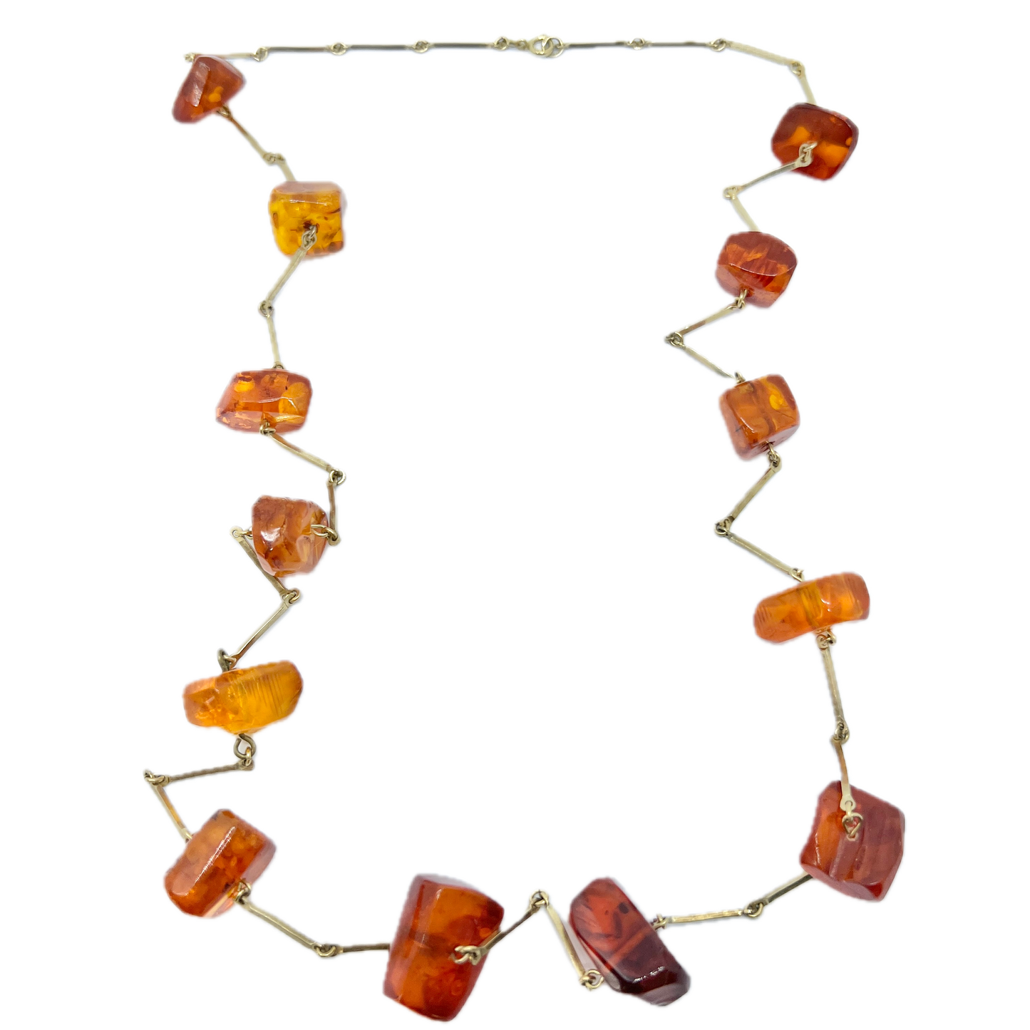 Vintage Gilt Silver Amber Necklace.