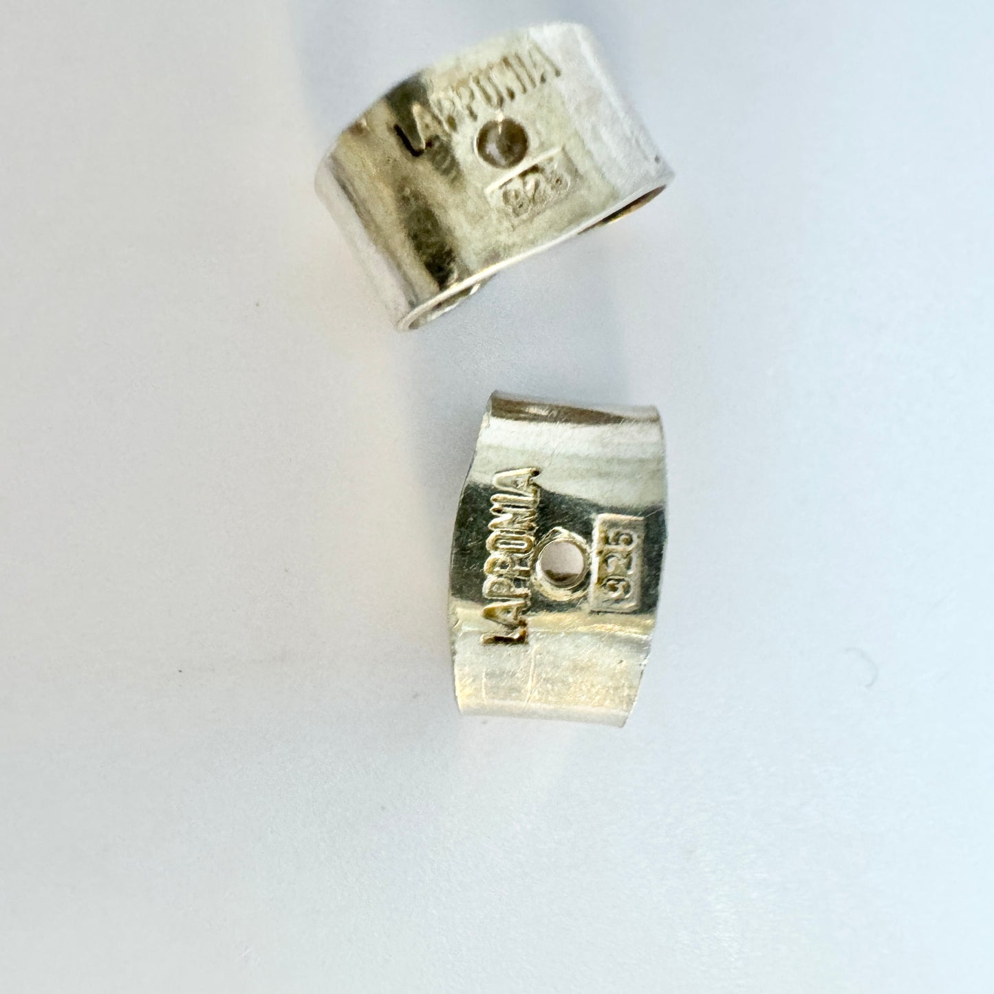 Zoltan Popovits for Lapponia, Finland ca 1983. Vintage Sterling Silver Ebony Stud Earrings.