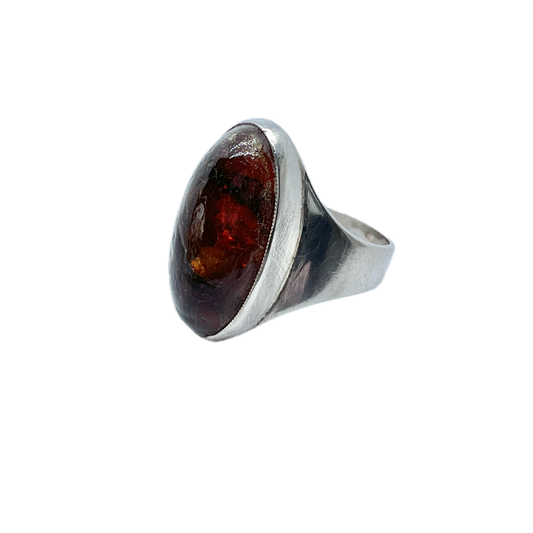 Ulrich, Denmark Vintage Sterling Silver Baltic Amber Ring.
