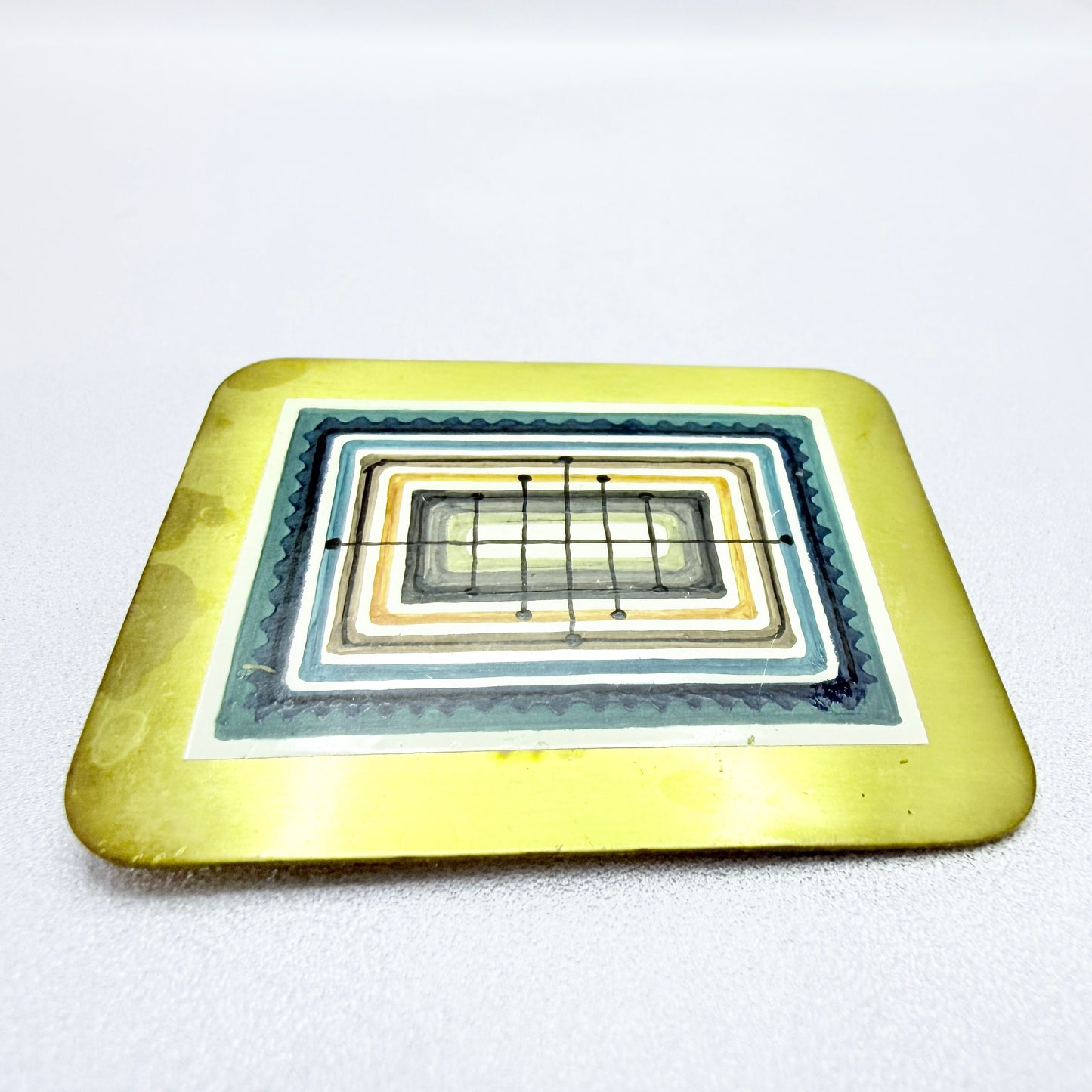 Hans Agne Jakobsson, Sweden. Vintage Mid-century Metal Enamel Brooch