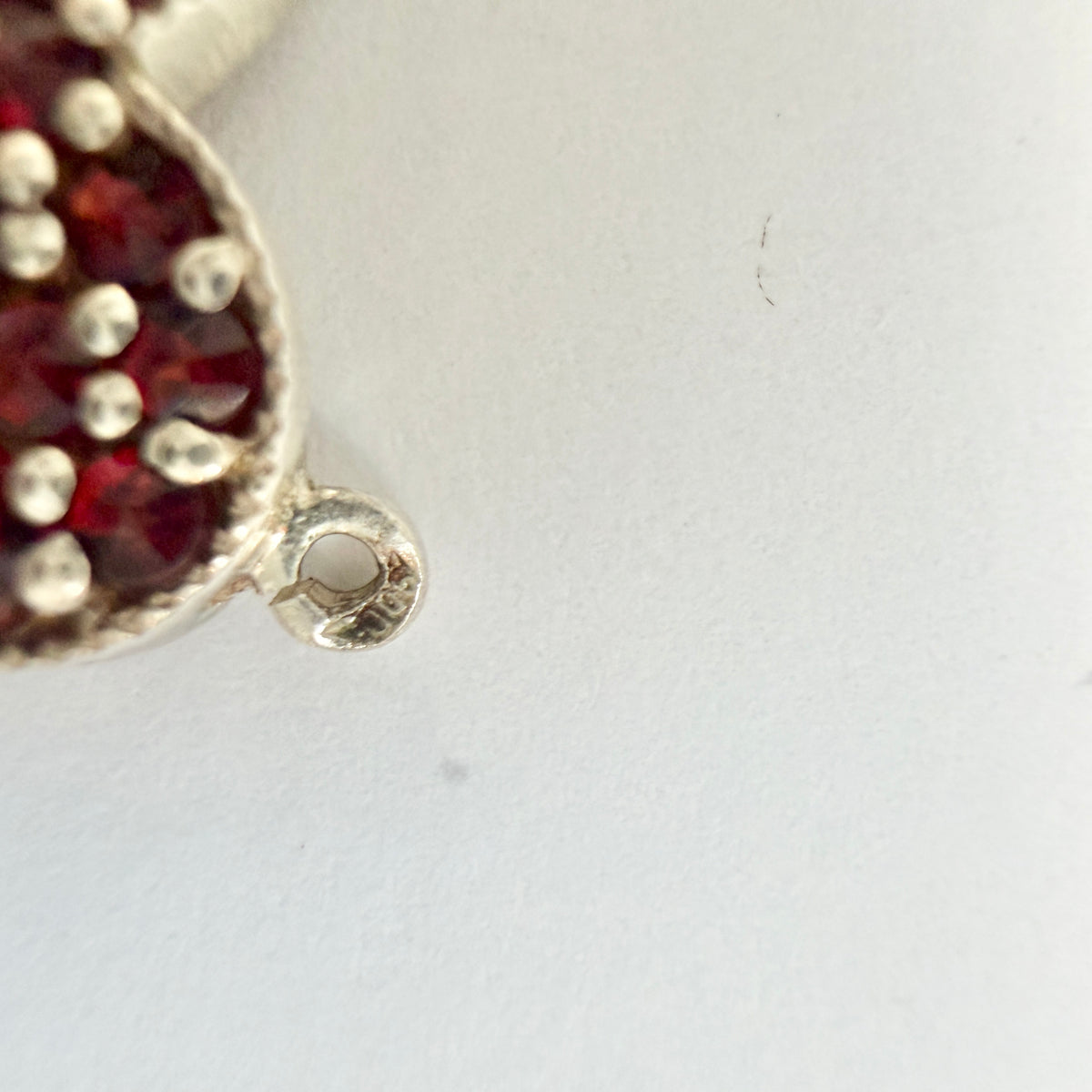 Vintage 900 Silver Bohemian Garnet Heart Pendant.