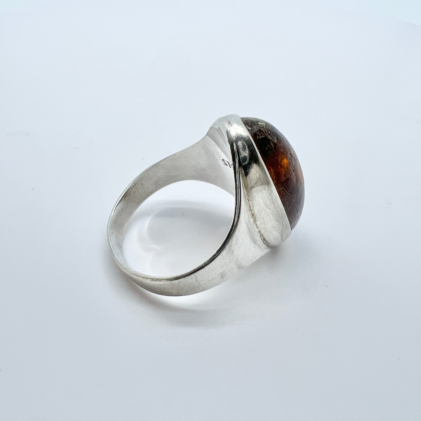 Ulrich, Denmark Vintage Sterling Silver Baltic Amber Ring.