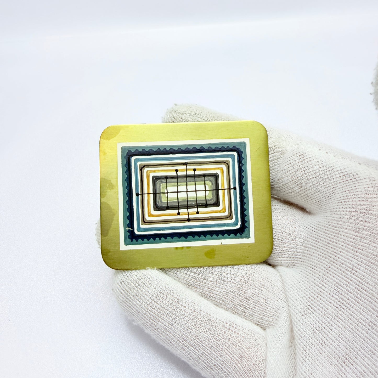 Hans Agne Jakobsson, Sweden. Vintage Mid-century Metal Enamel Brooch