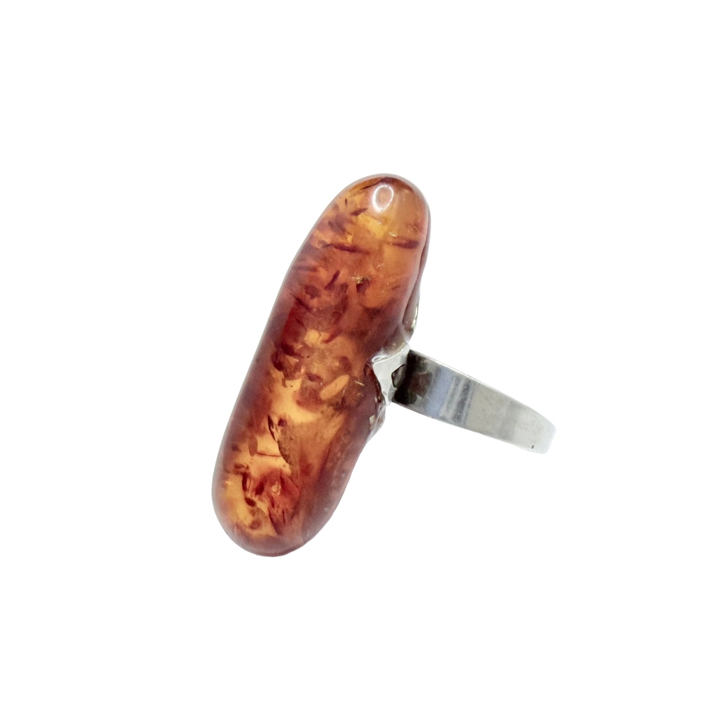 Hedbergs, Sweden 1978. Vintage Solid Silver Large Amber Ring.