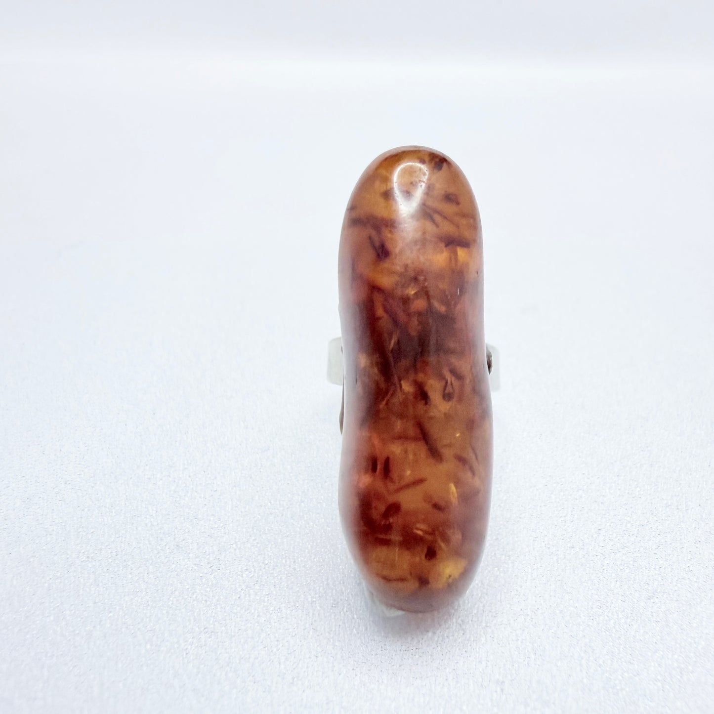 Hedbergs, Sweden 1978. Vintage Solid Silver Large Amber Ring.