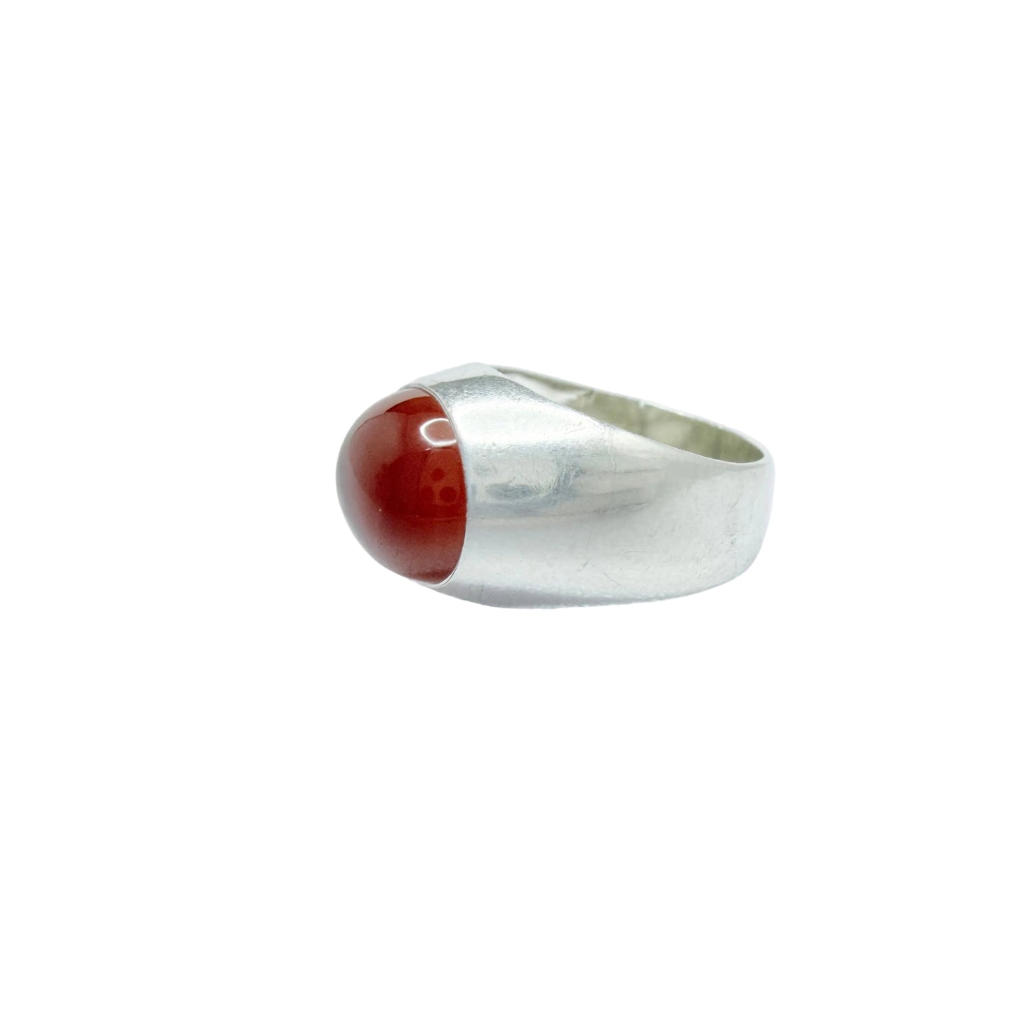 Vintage 1960s Solid Silver Carnelian Ring.