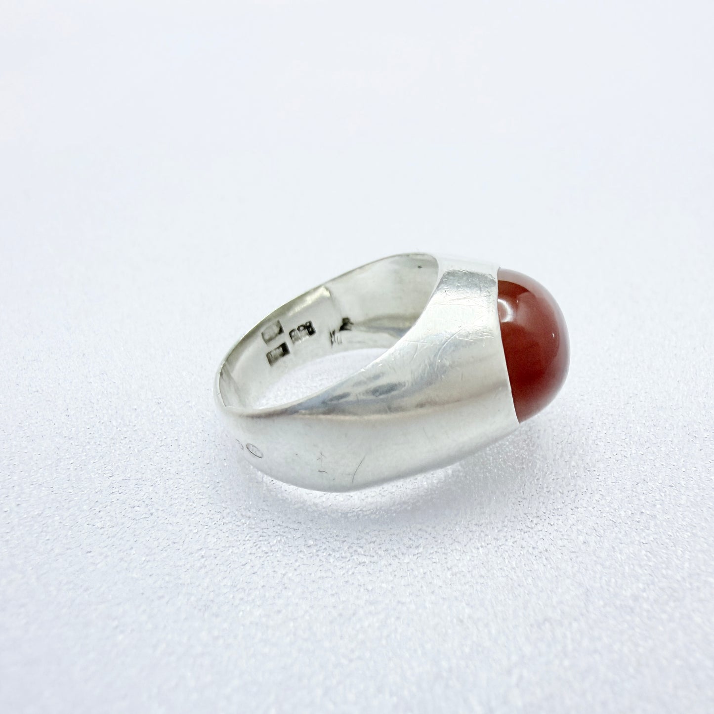 Vintage 1960s Solid Silver Carnelian Ring.