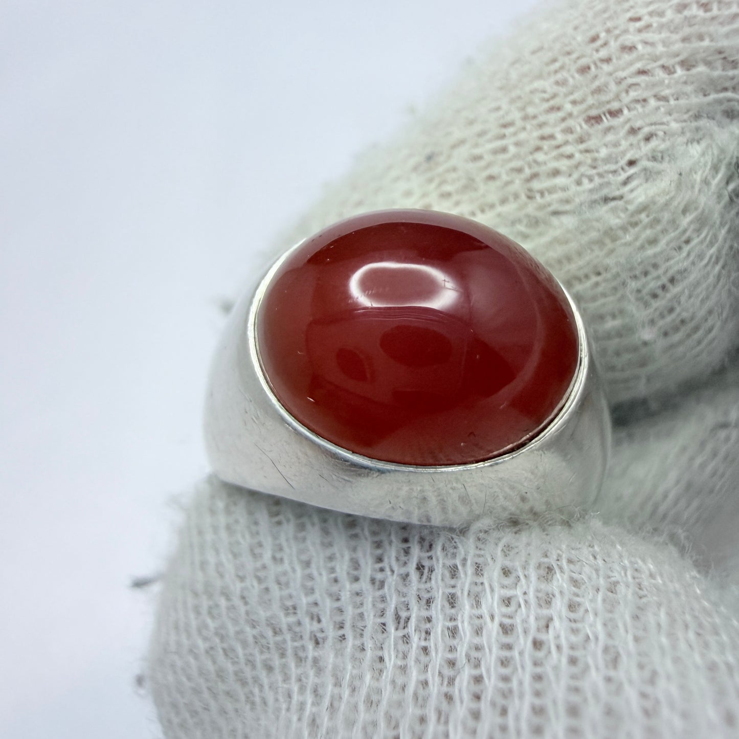 Vintage 1960s Solid Silver Carnelian Ring.