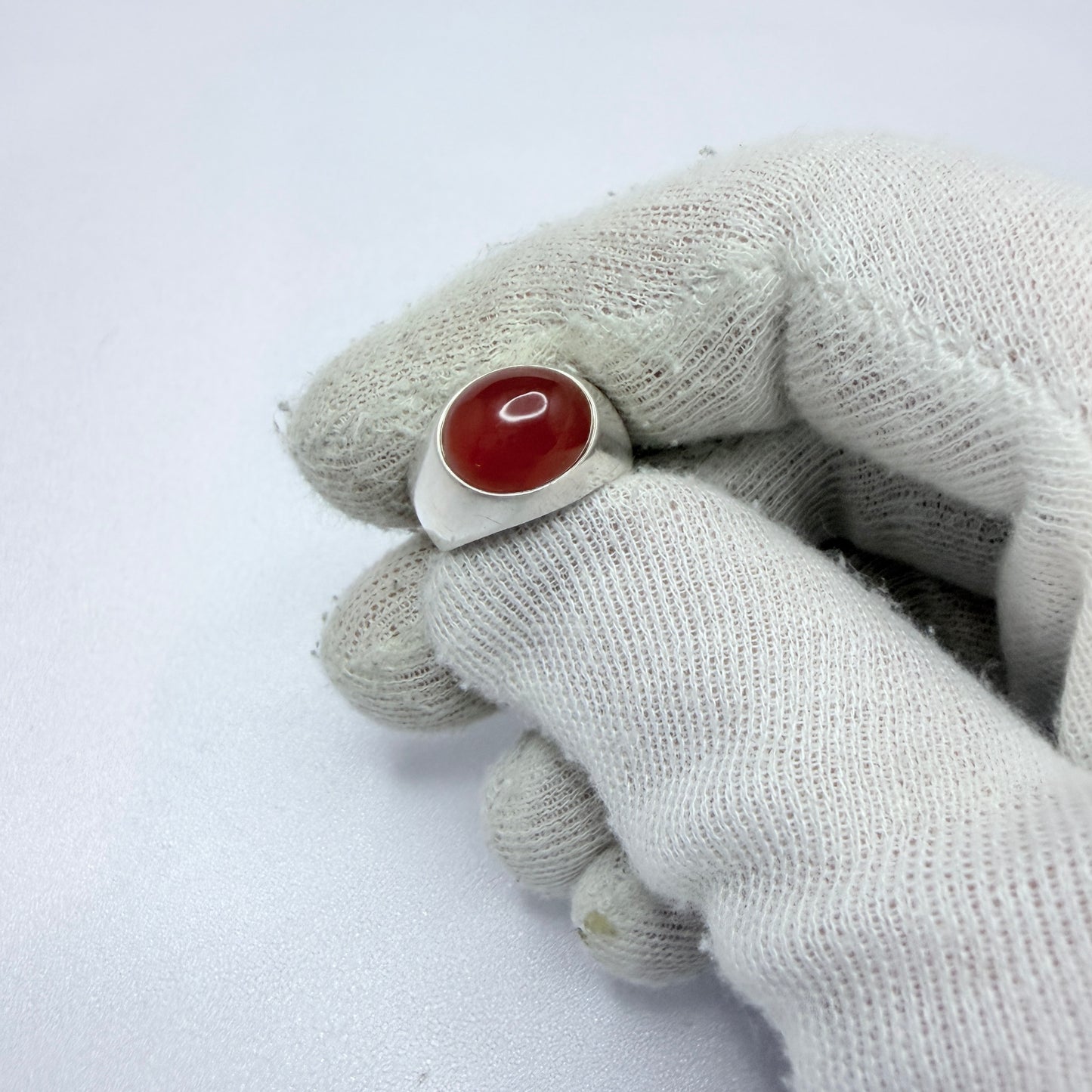 Vintage 1960s Solid Silver Carnelian Ring.