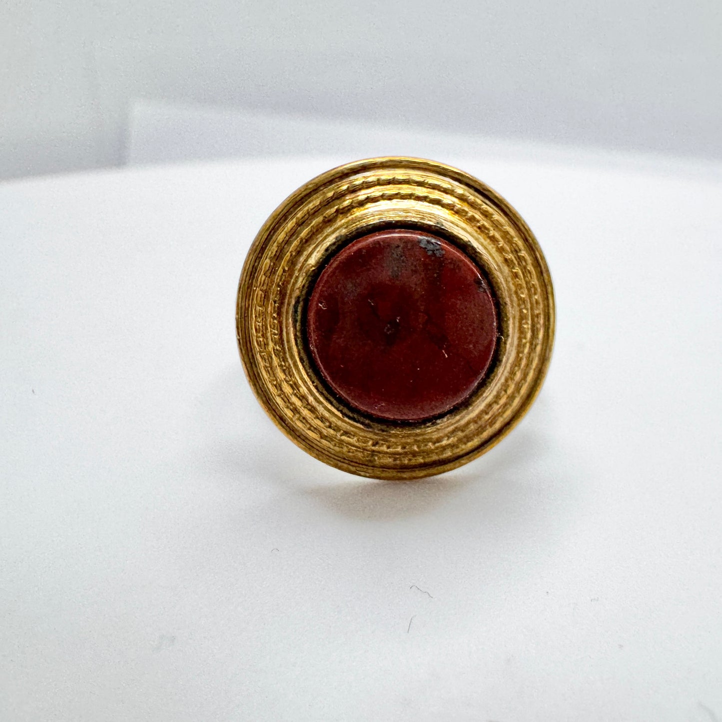 Kalevala Koru., Finland. Vintage Bronze Red Hardstone Ring.