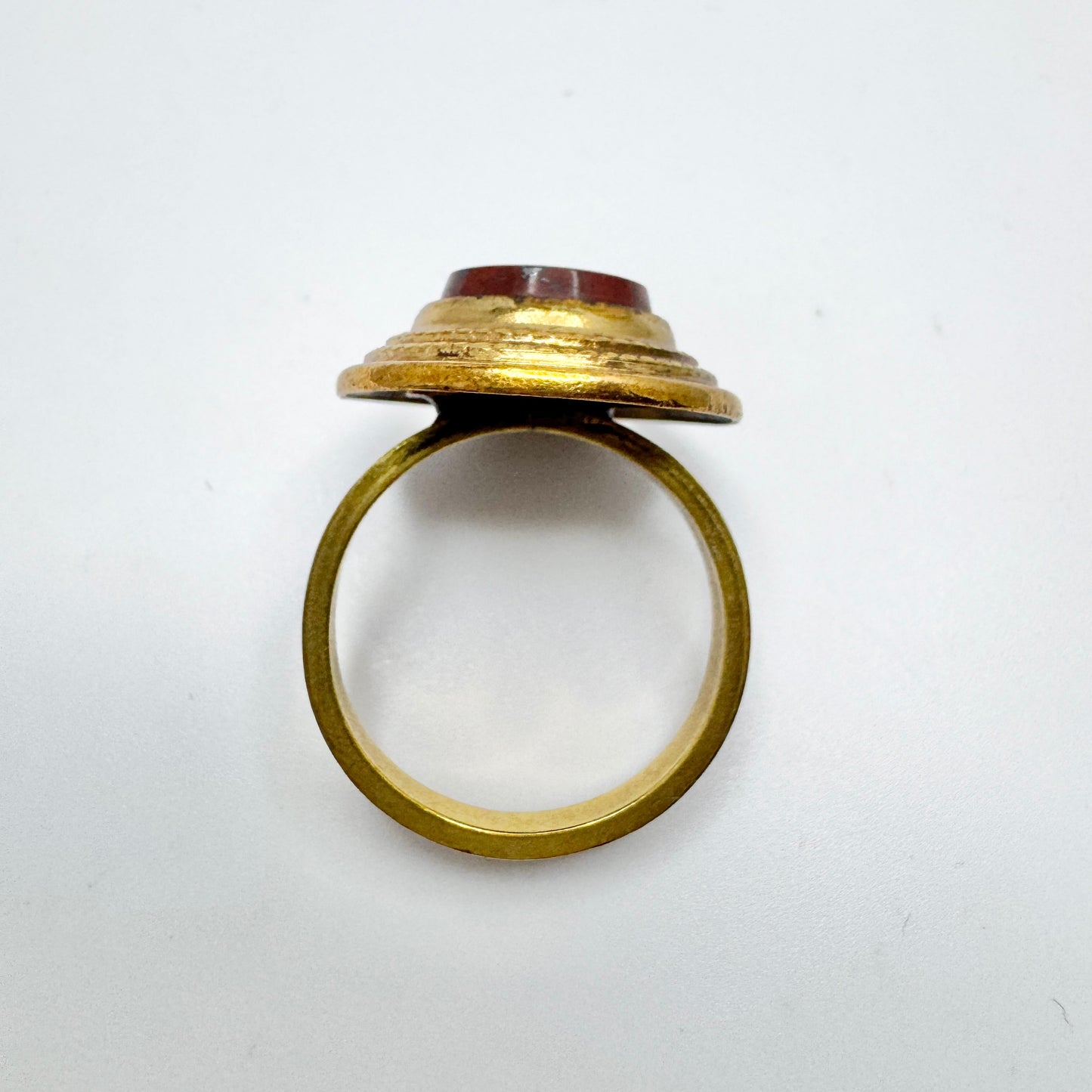 Kalevala Koru., Finland. Vintage Bronze Red Hardstone Ring.