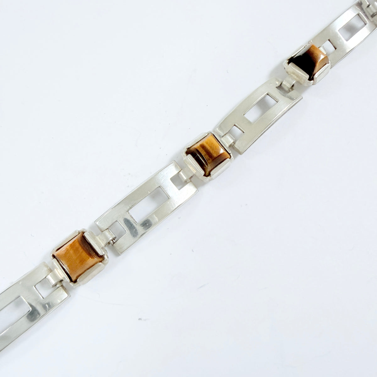 K&L-Kordes Lichtenfels, Germany c 1960s. Vintage Solid Silver Tiger's Eye Bracelet.