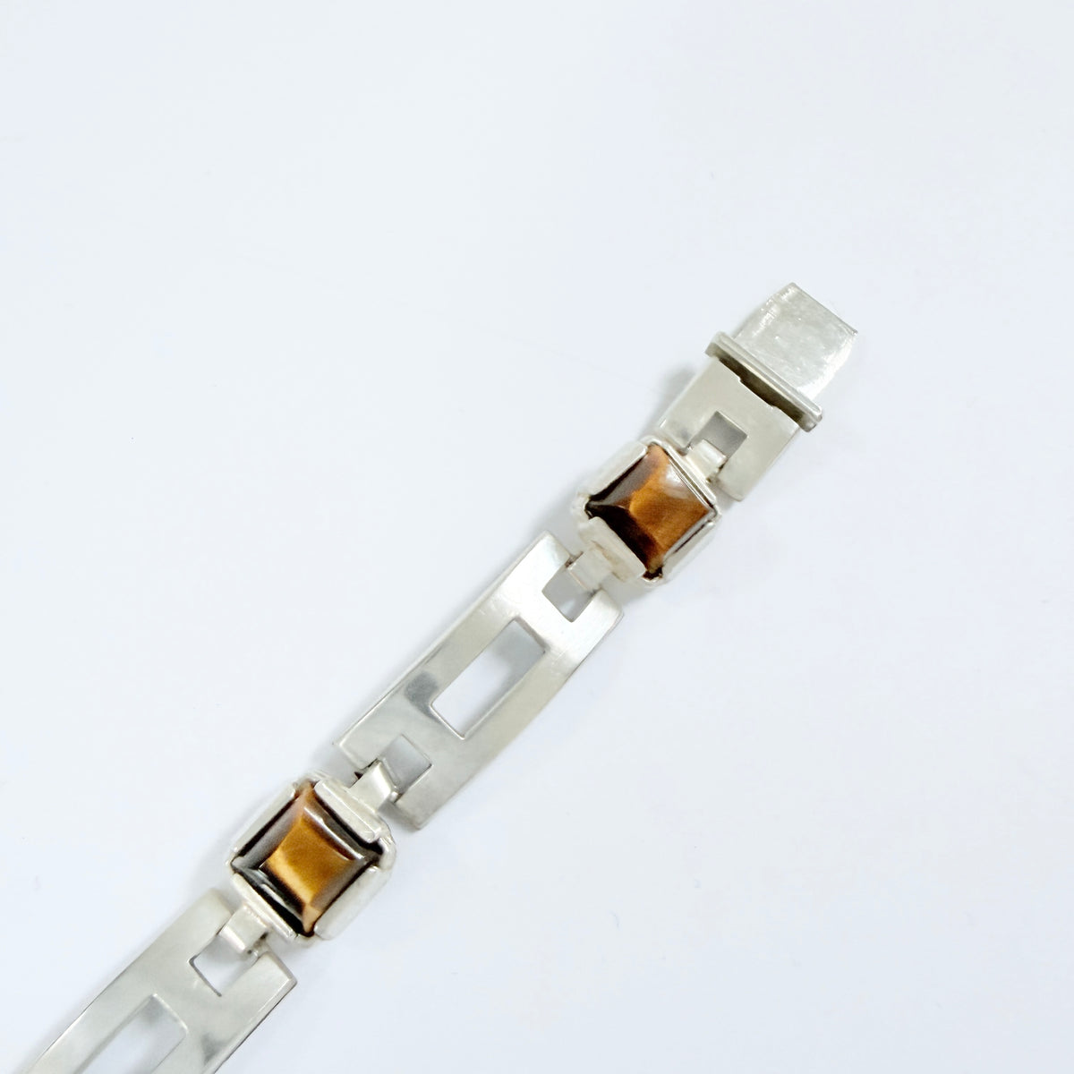 K&L-Kordes Lichtenfels, Germany c 1960s. Vintage Solid Silver Tiger's Eye Bracelet.