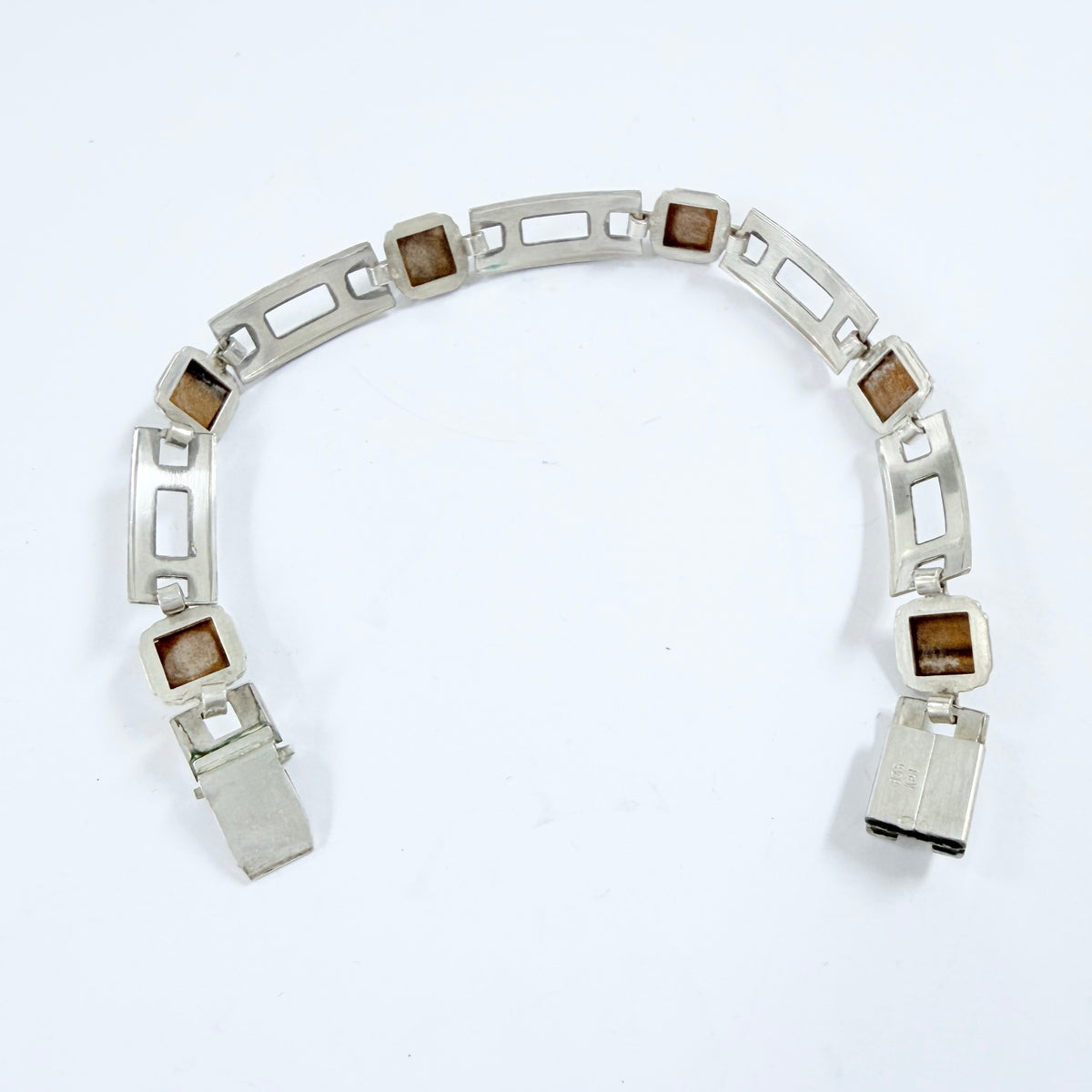 K&L-Kordes Lichtenfels, Germany c 1960s. Vintage Solid Silver Tiger's Eye Bracelet.