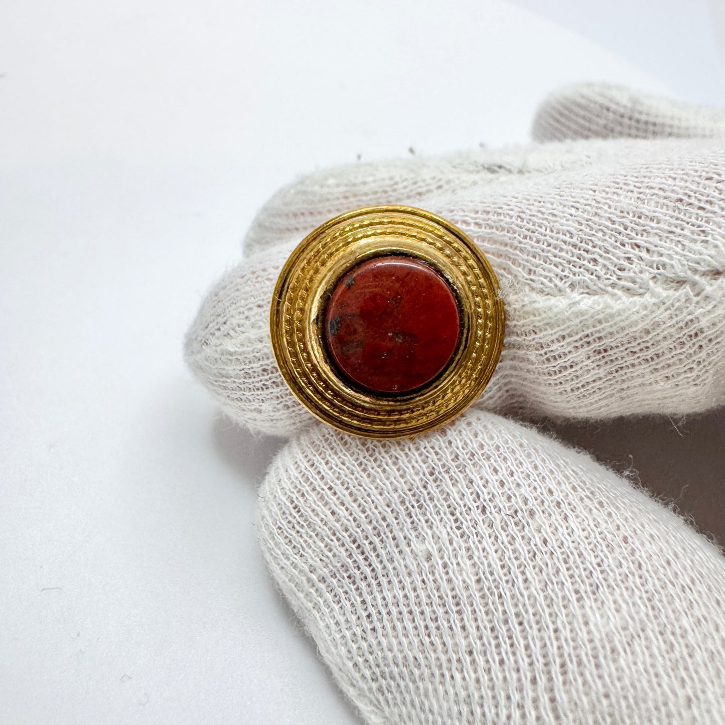 Kalevala Koru., Finland. Vintage Bronze Red Hardstone Ring.