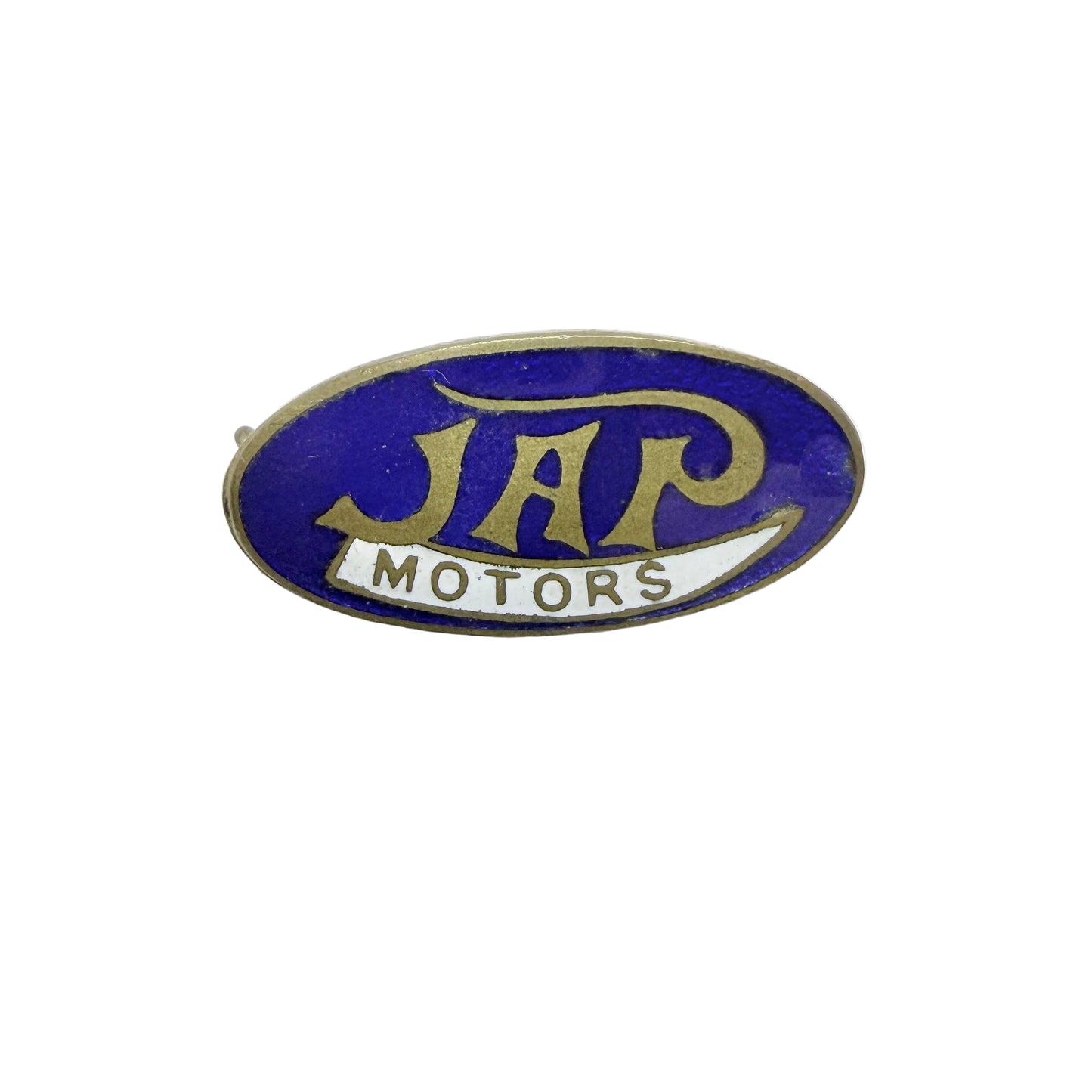 JAP Motors. Birmingham. Vintage Gilt Metal Enamel Pin.
