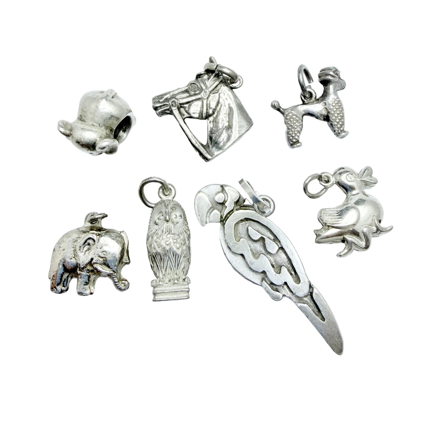 Vintage Solid Silver Animal Charms. Job-lot