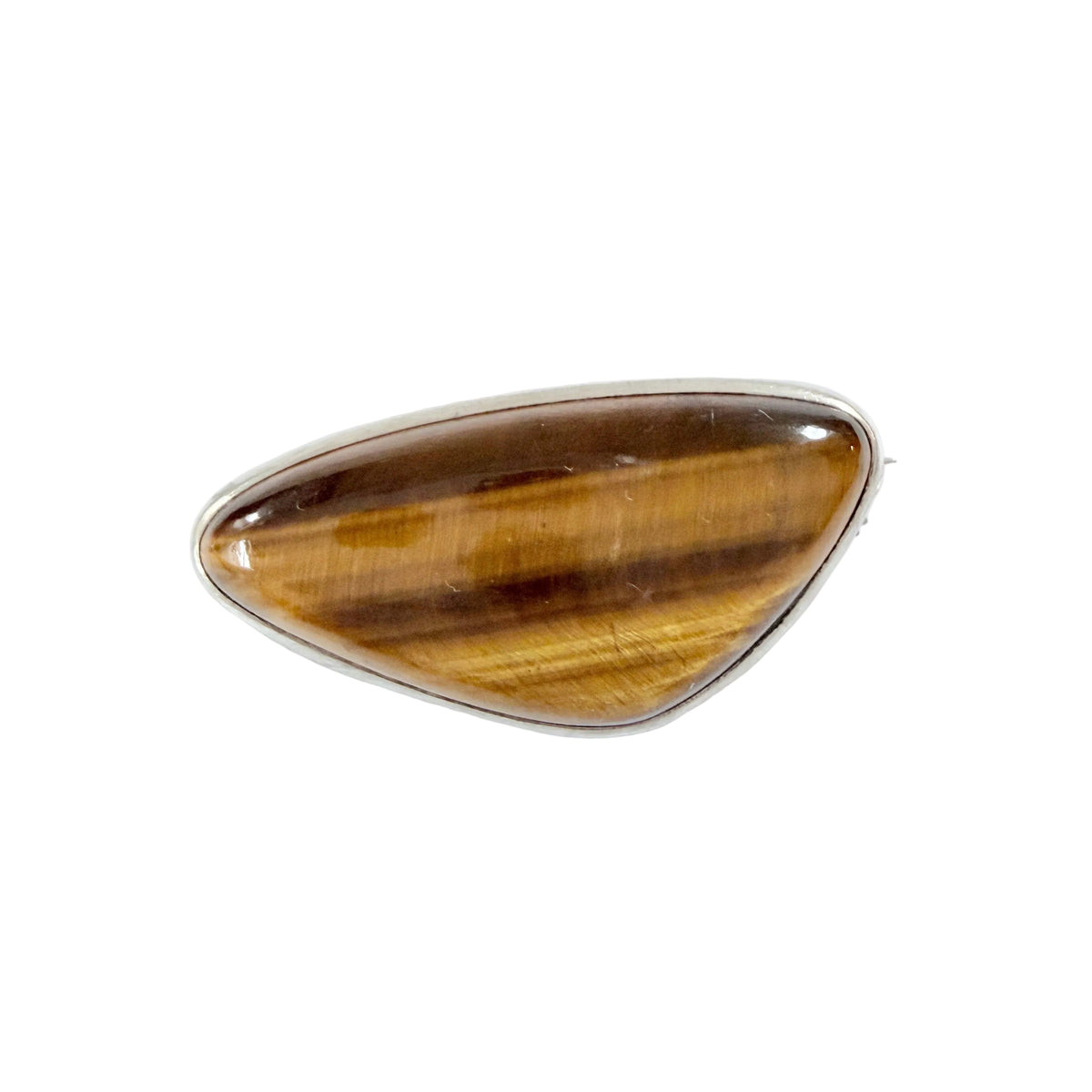 Vintage c 1960s Solid SIlver Tiger's Eye Brooch.