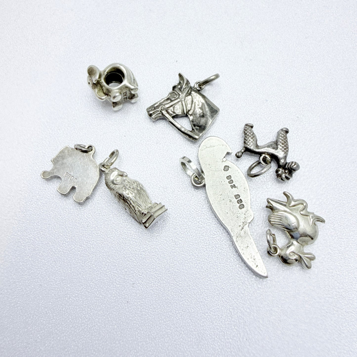 Vintage Solid Silver Animal Charms. Job-lot