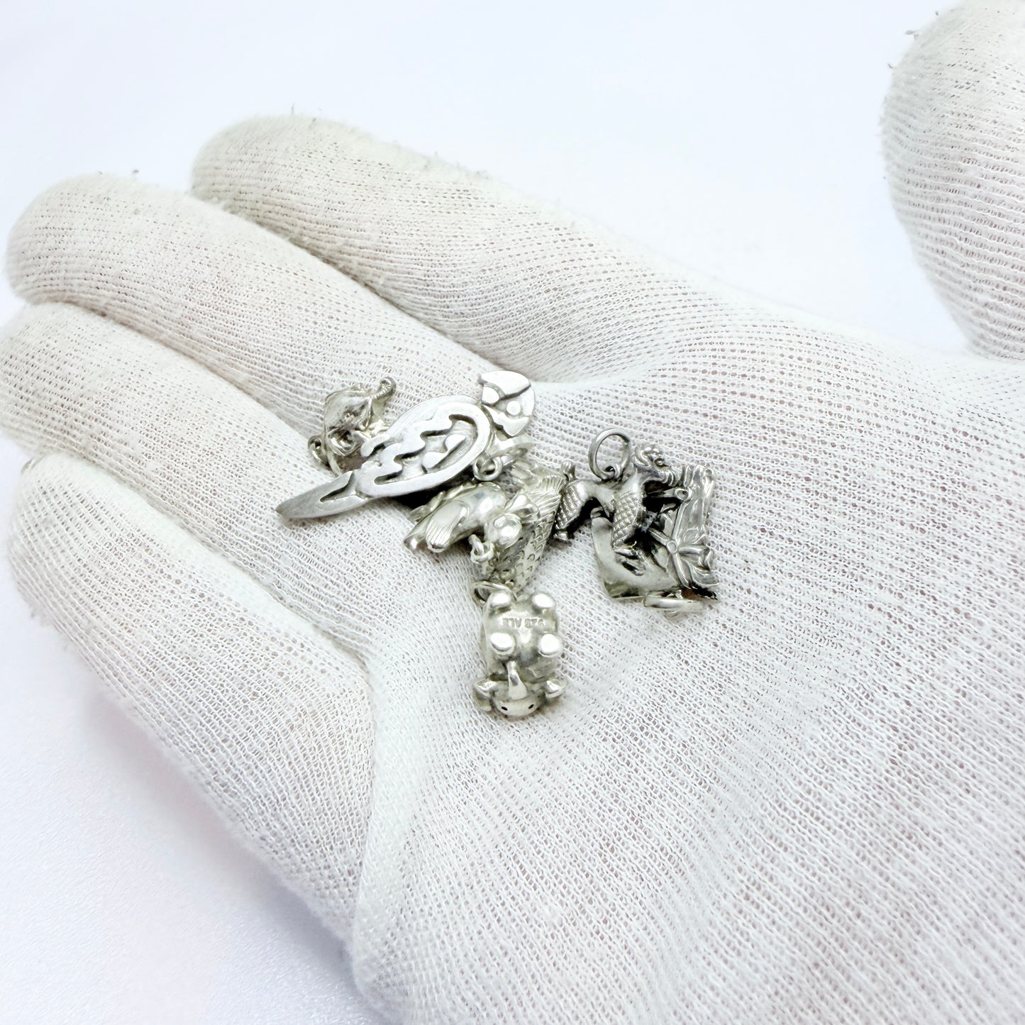 Vintage Solid Silver Animal Charms. Job-lot