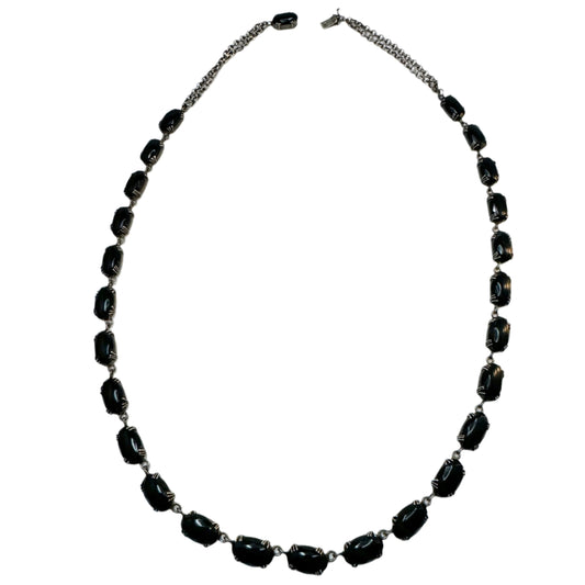 Sweden early 1900s. Antique Solid Silver Onyx Riviera Necklace.