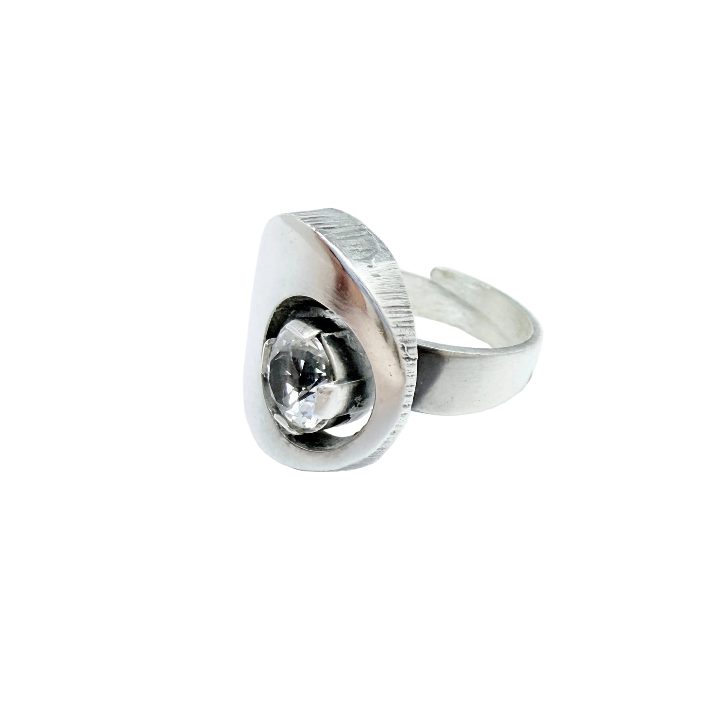 Karl Laine for Sten & Laine, Finland 1973. Vintage Sterling Silver Rock Crystal Ring.