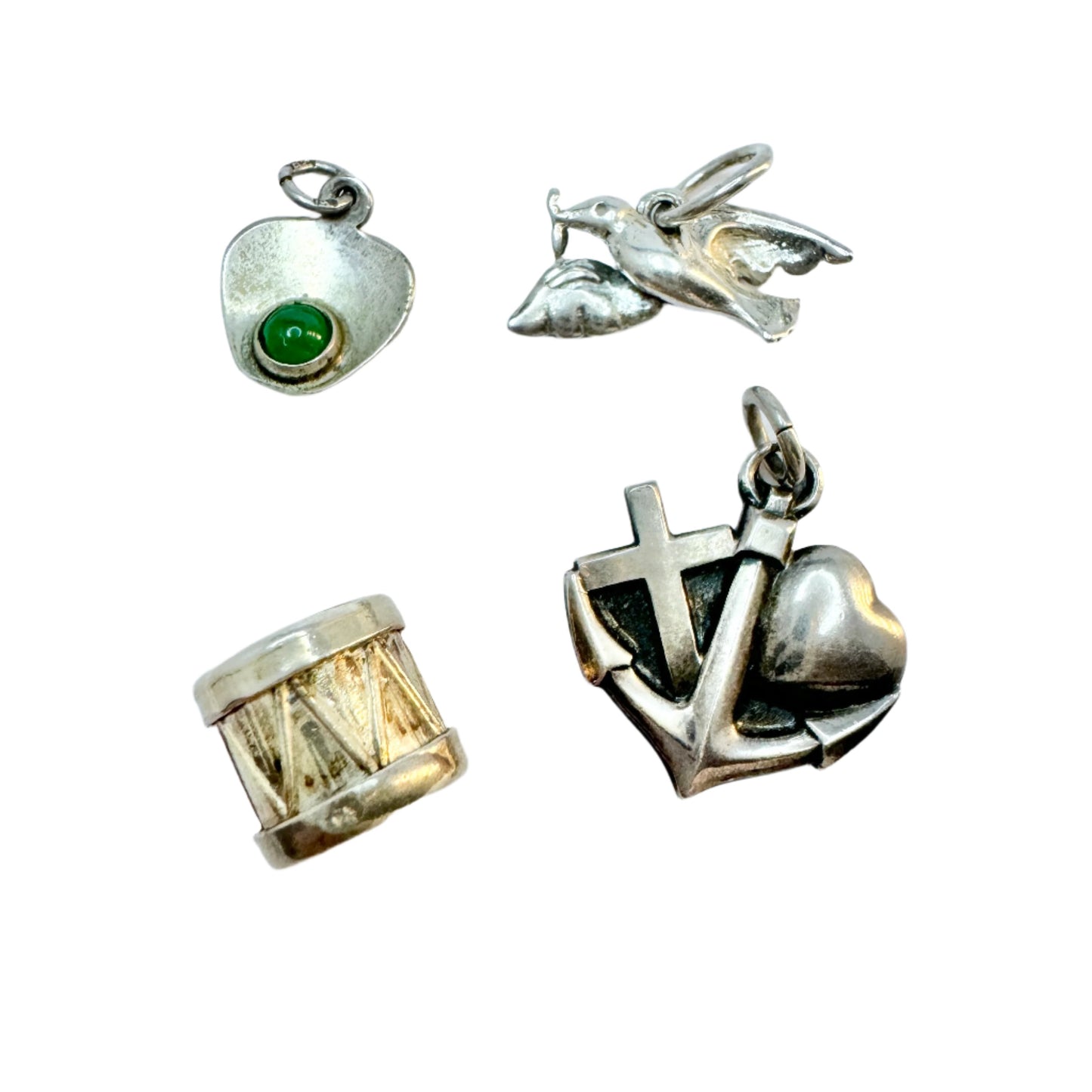 4 Vintage Solid Silver Charms. Denmark, Sweden.