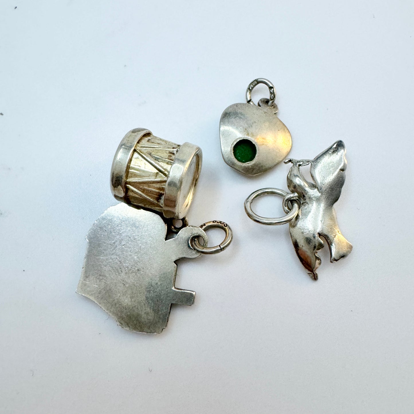 4 Vintage Solid Silver Charms. Denmark, Sweden.