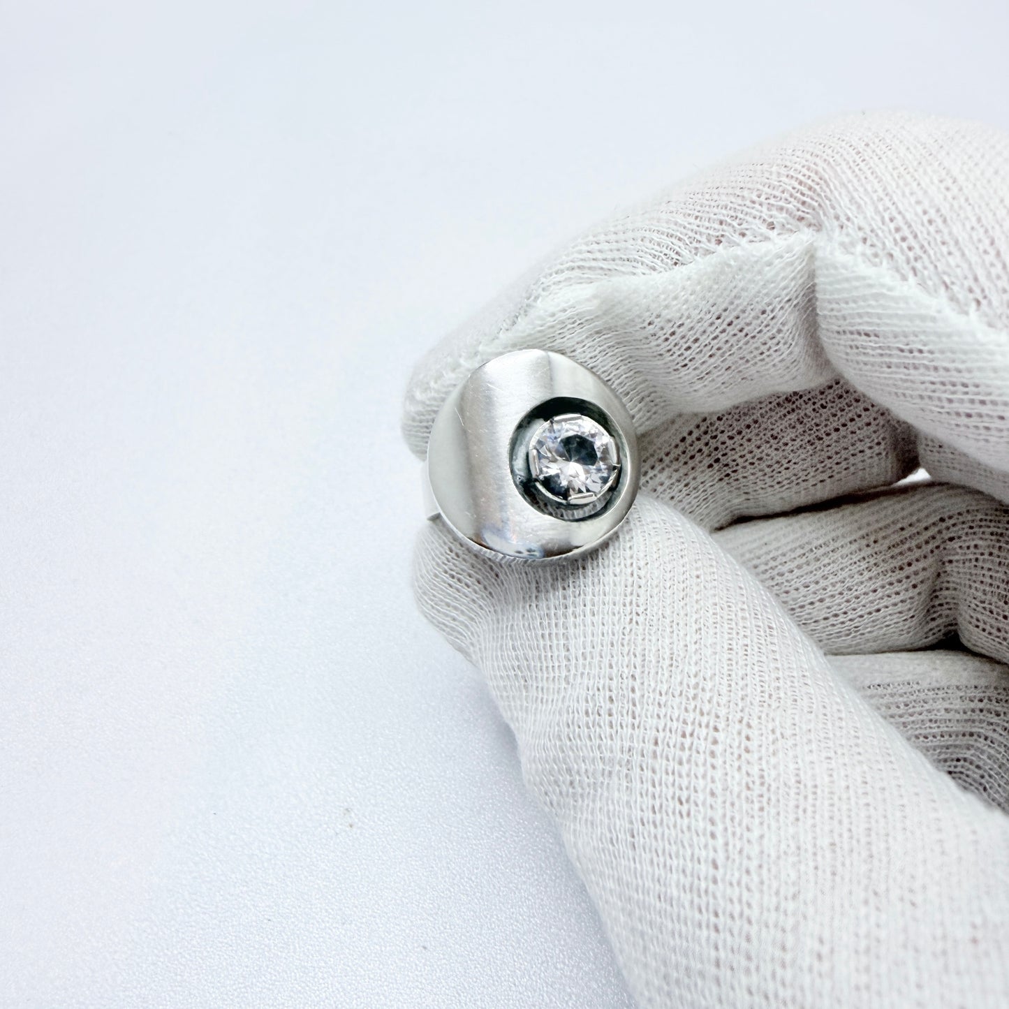 Karl Laine for Sten & Laine, Finland 1973. Vintage Sterling Silver Rock Crystal Ring.