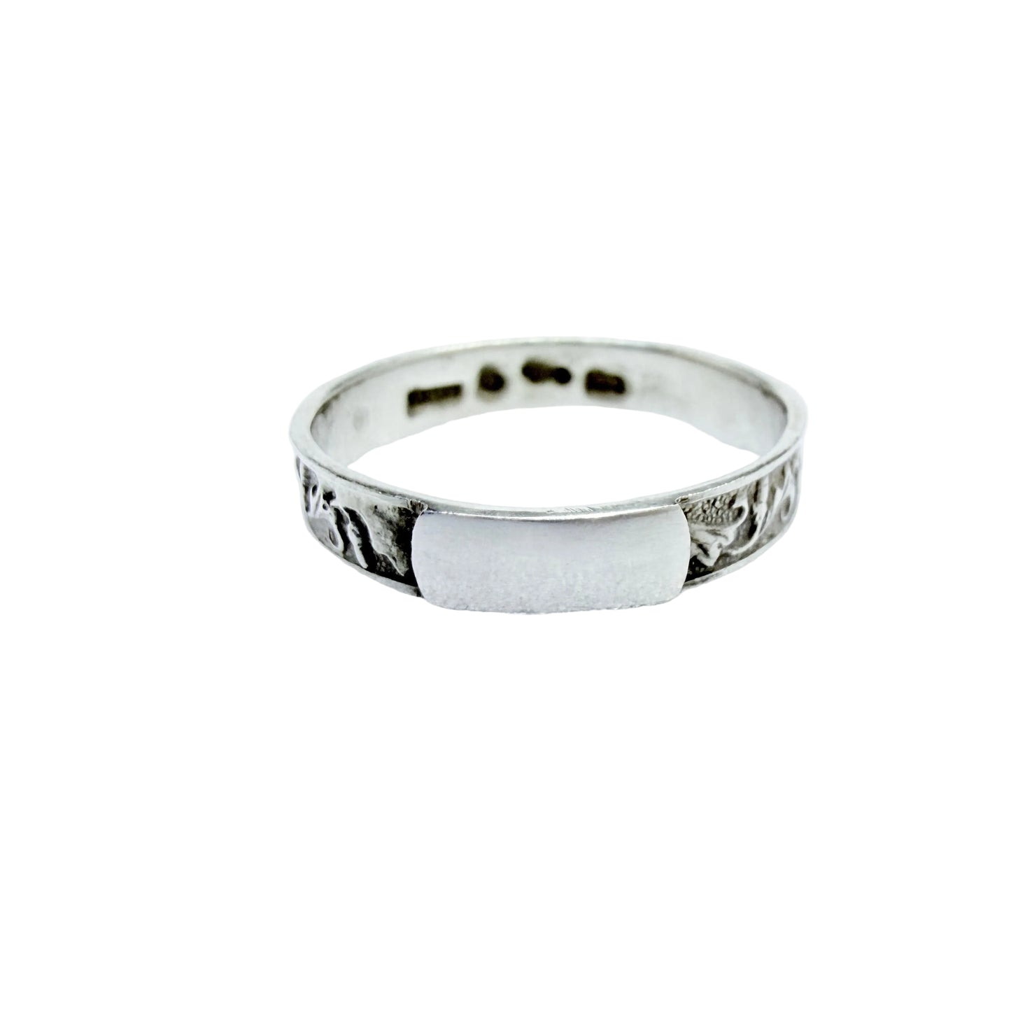 Ekström & Blohm, Sweden 1936. Vintage Men's Solid Silver Band Monogram Ring with Unengraved Table