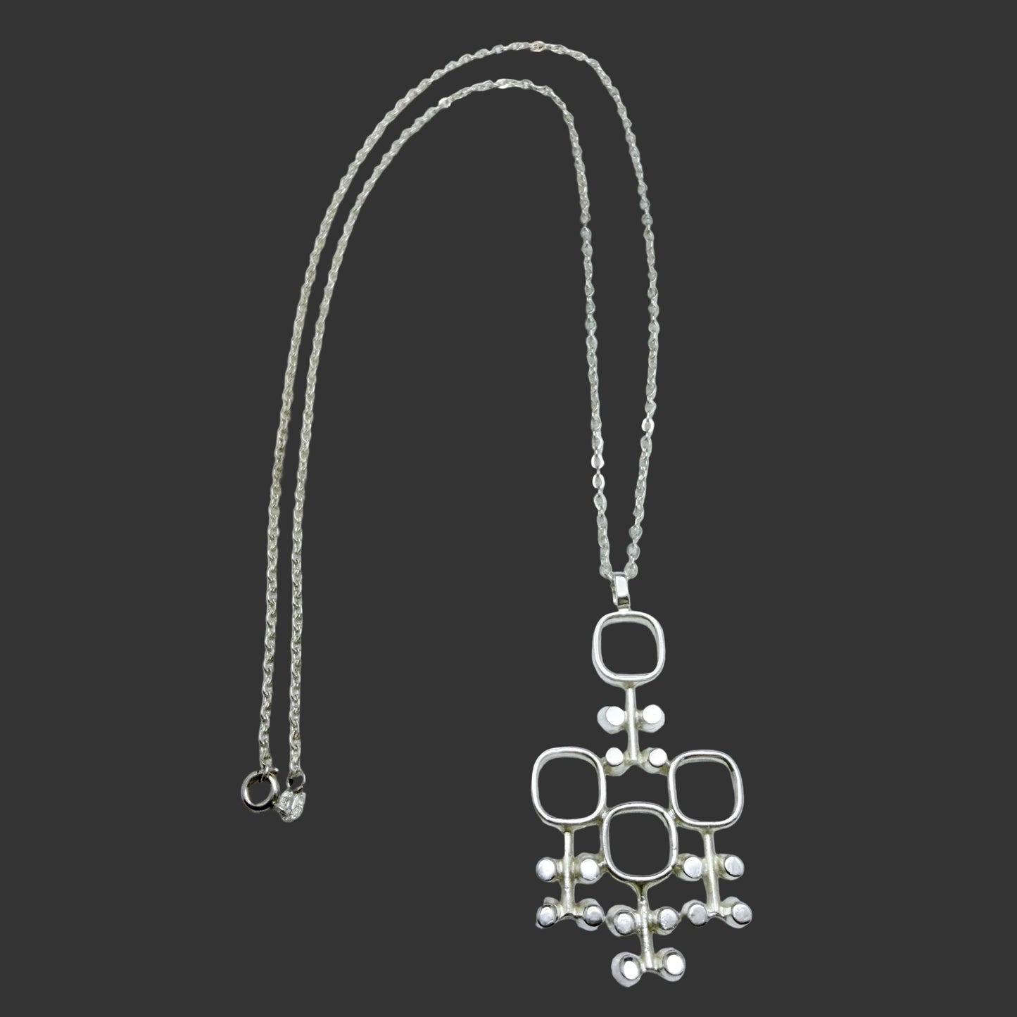 Jorma Laine for Kultateollisuus, Finland year 1970. Vintage Solid Silver Pendant Necklace