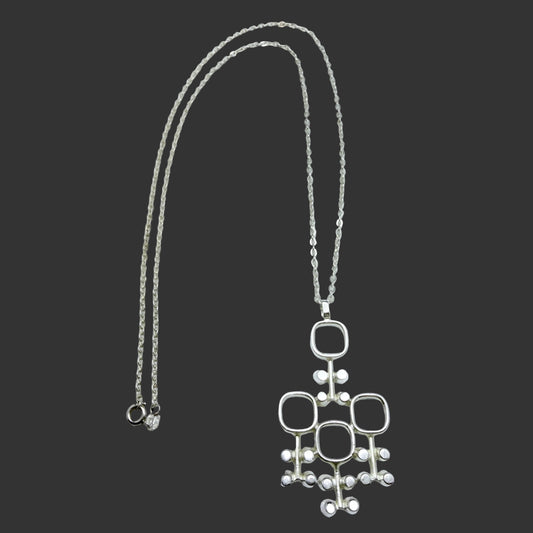 Jorma Laine for Kultateollisuus, Finland year 1970. Vintage Solid Silver Pendant Necklace