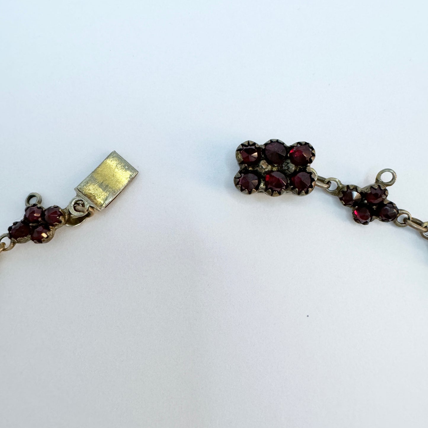 Early 1900s. Antique Bohemian Garnet Gilt Metal Necklace.